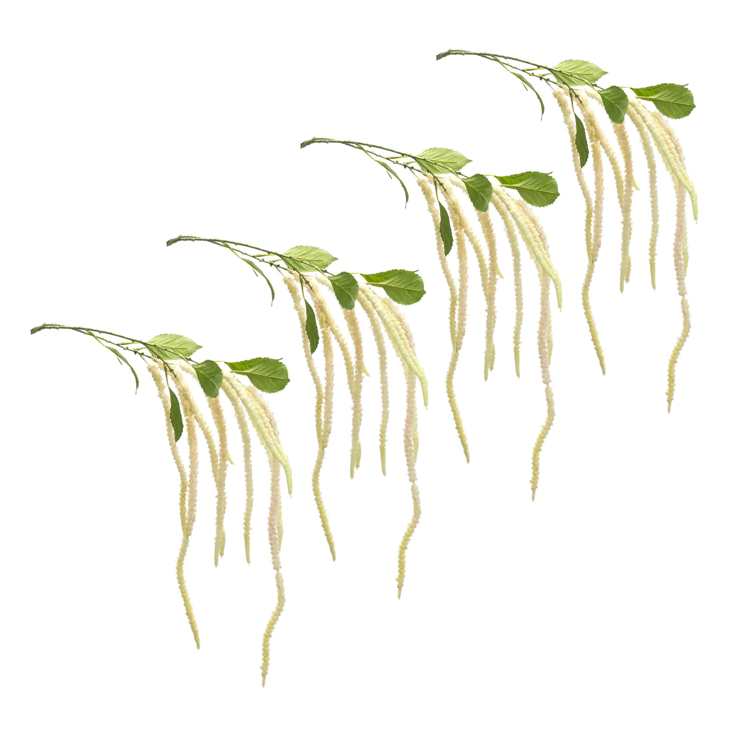Left. BreeBe - Amaranthus Floral Stem (Set of 4) - Green, White.