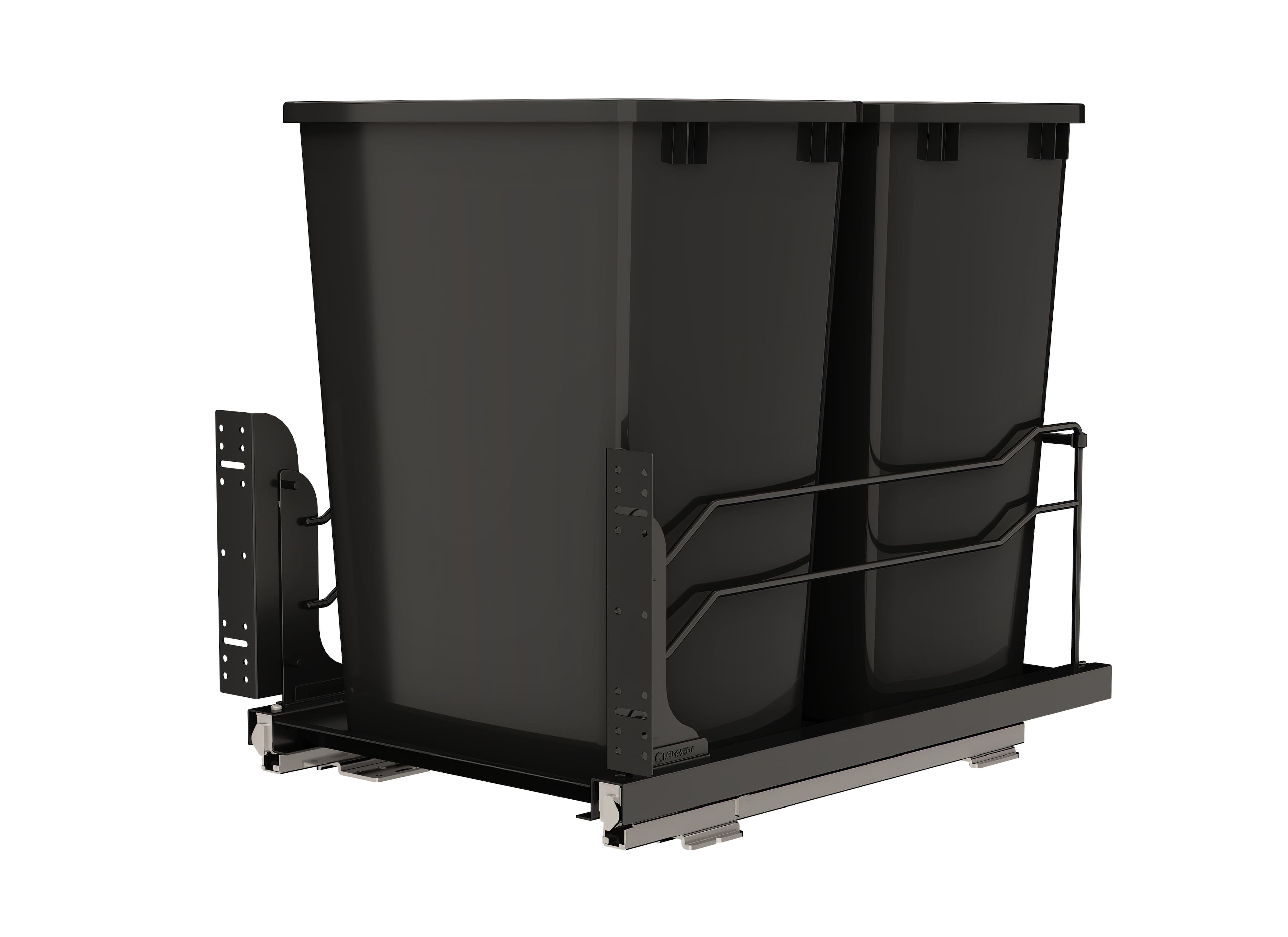 Rev-A-Shelf - Double Pullout Kitchen Trash Can 35 qt. Soft-Close 53WC-1835SCDM-218 - Black
