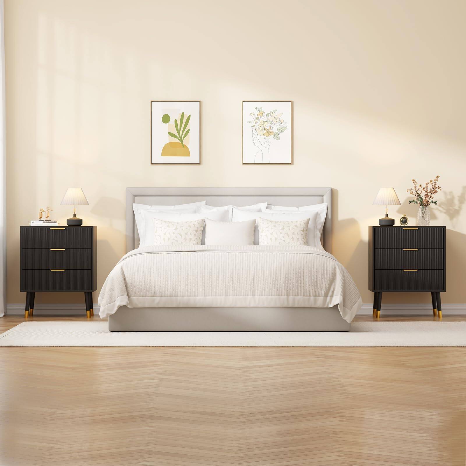 Alt View 7. GARVEE - Modern 3 Drawer Dresser Sleek Storage Chest and Organizer for Bedroom or Closet - Black.