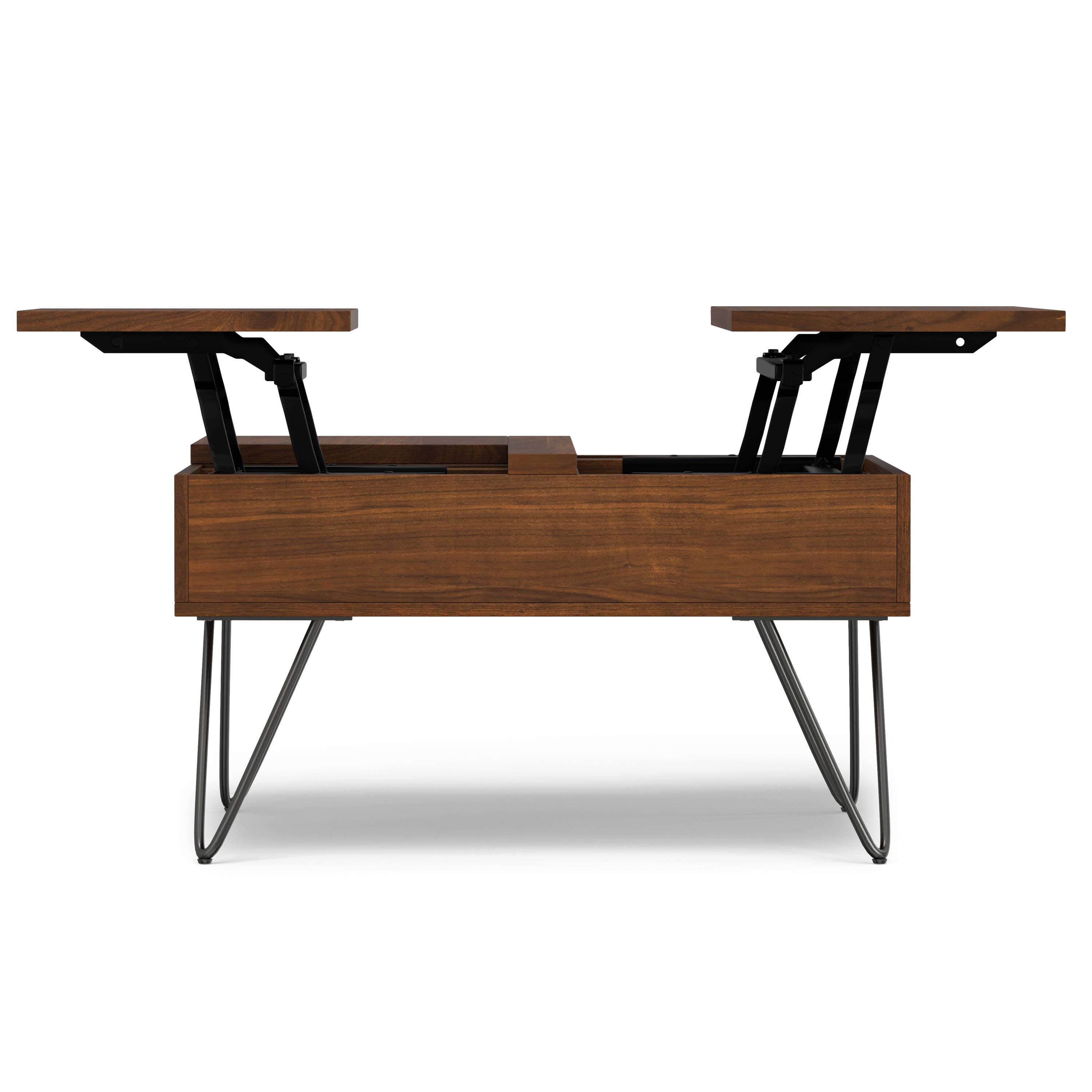 Alt View 6. Simpli Home - Hunter  32 inch Wide Square Industrial Lift Top Coffee Table in Walnut - Walnut.