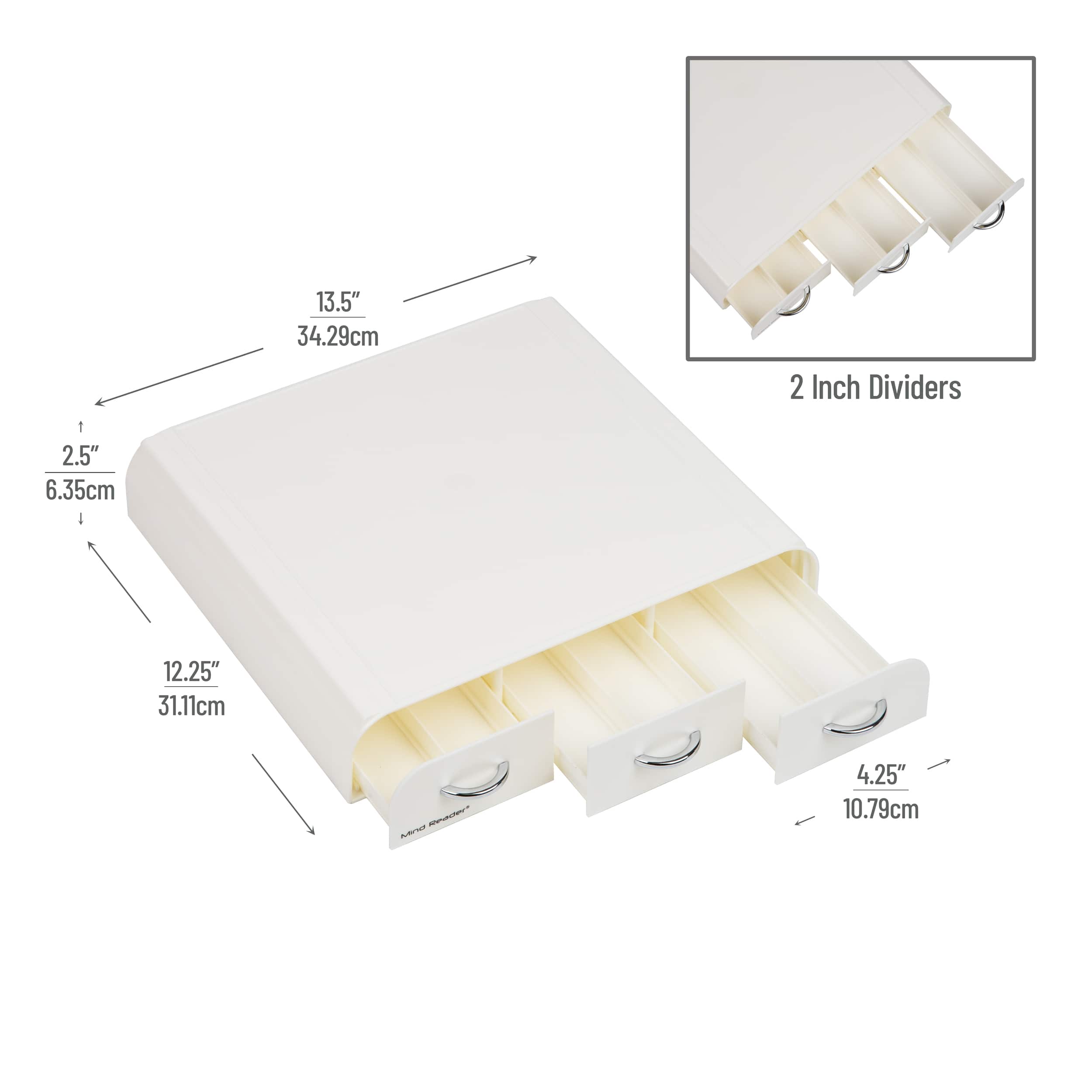 Alt View Zoom 11. Mind Reader - Single Serve Coffee Pod Organizer with 3 Drawers, 36 Pod Capacity, Countertop, 13.5"L x 12.25"W x 2.5"H - White.