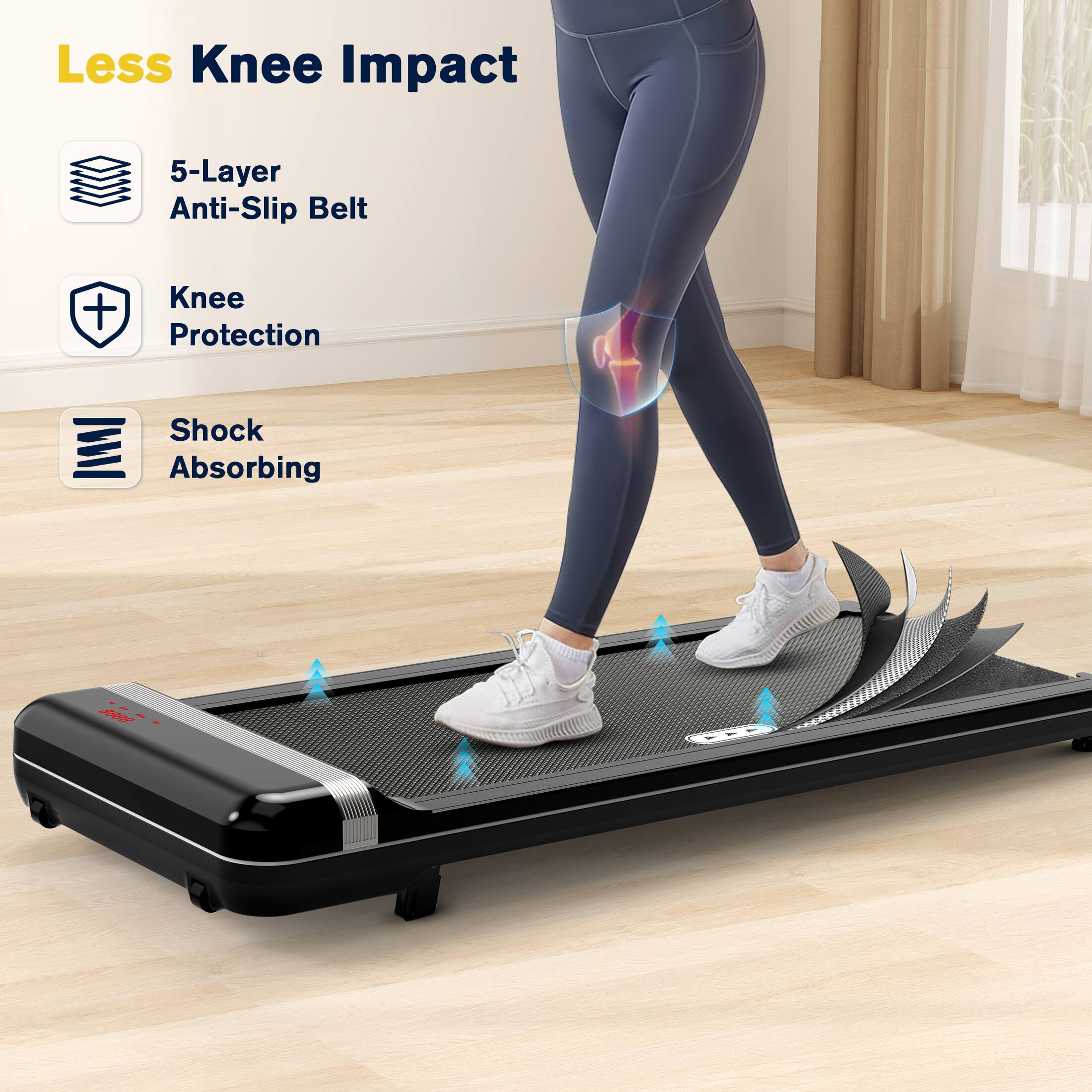 Less Knee Impact, 5-Layer Anti-Slip Belt, Knee Protection, Shock Absorbing