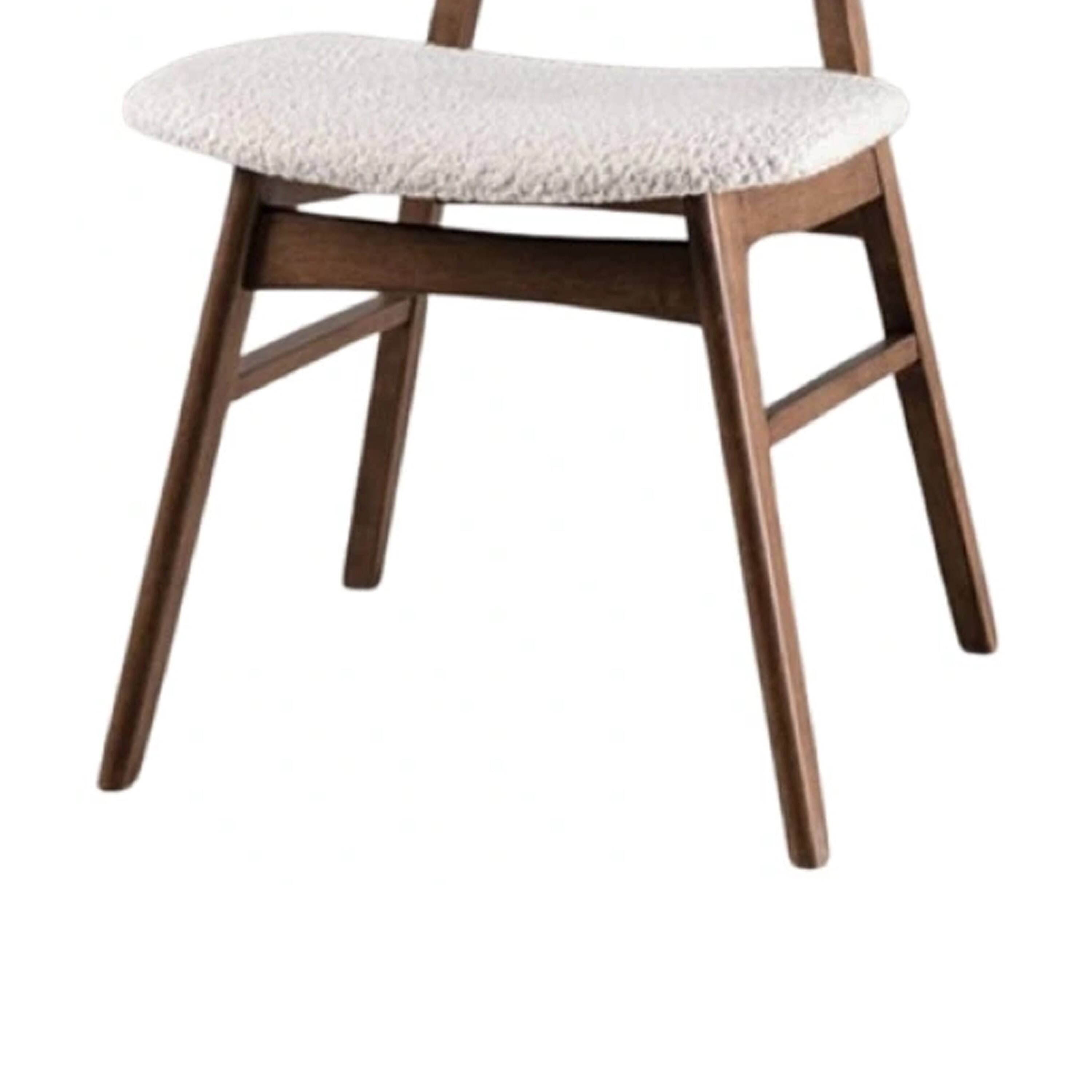 Alt View 3. Manhattan Lane - Narv Side Dining Chair Set of 2, Curved Panel Back, Walnut Brown Wood, Beige - Walnut Brown, Beige.