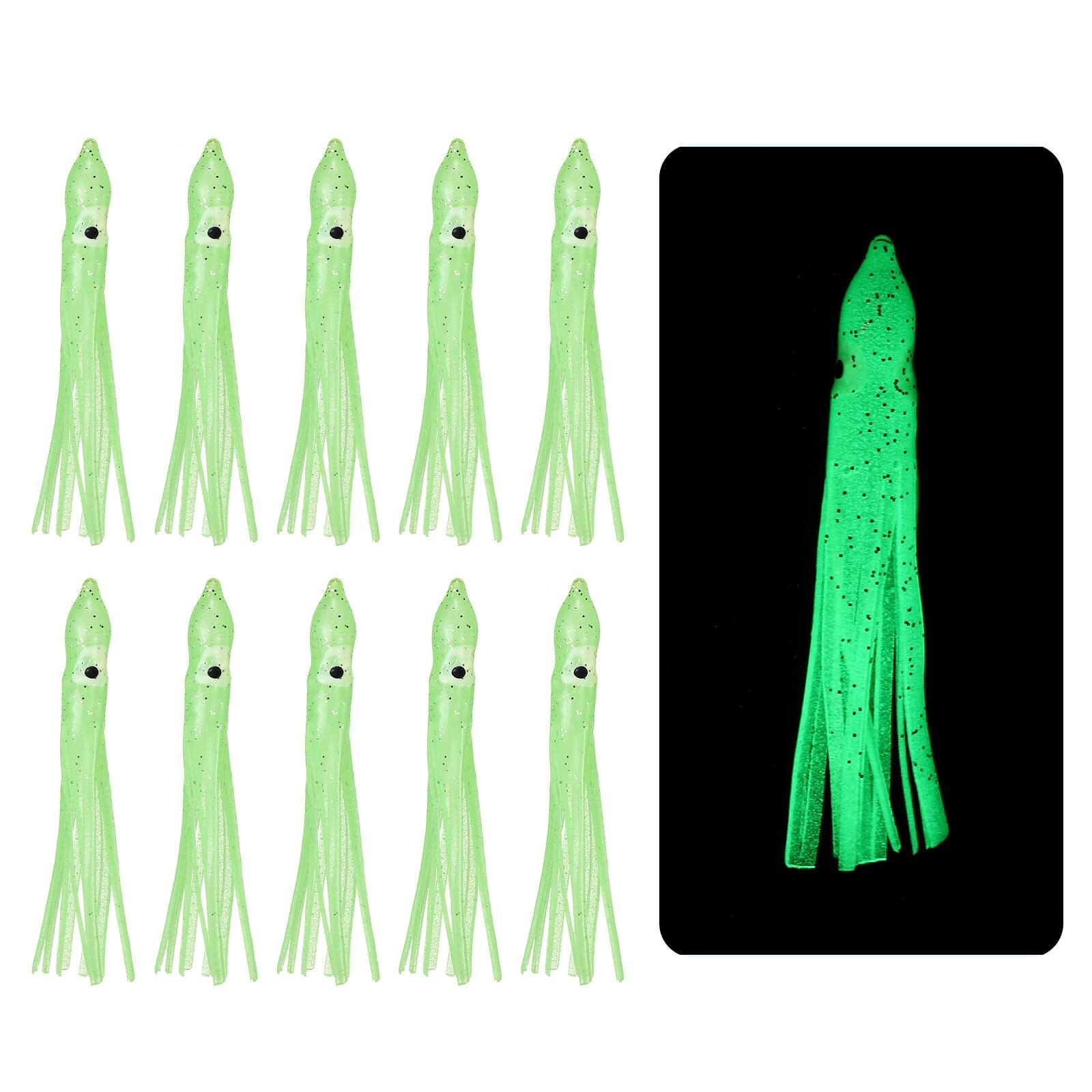 Unique Bargains - Fishing Squid Skirts Glow Soft Plastic Trolling Lures Luminous 3.5 x 0.4 Inch 10pcs for Bass/Trout/Salmon - Green price history on PriceWatchPro