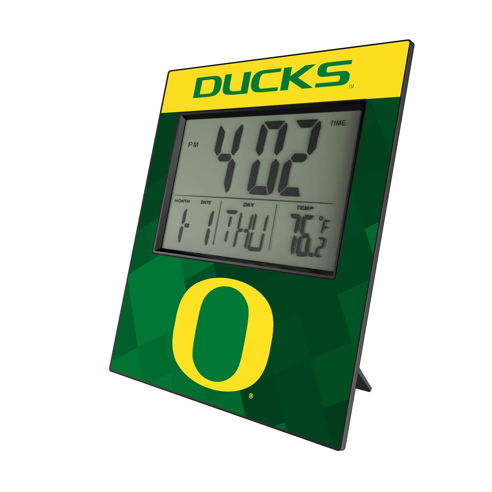 Keyscaper - Oregon Ducks Color Block Digital Desk Clock - Multicolor