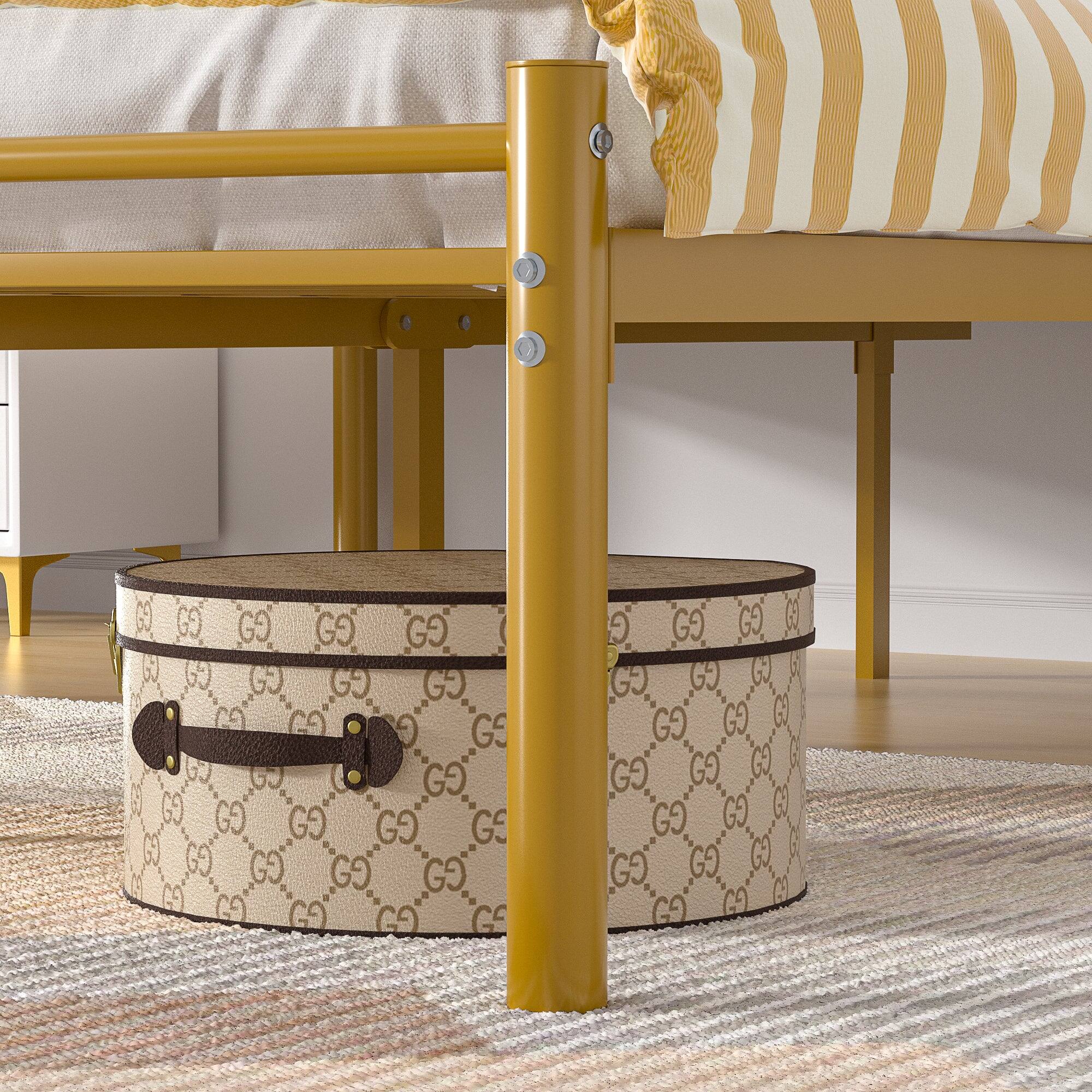 Back. Vecelo - Twin Size Metal Platform Bed Frame,Sturdy Slats Support Mattress Foundation, No Box Spring Needed,Gold - Gold.