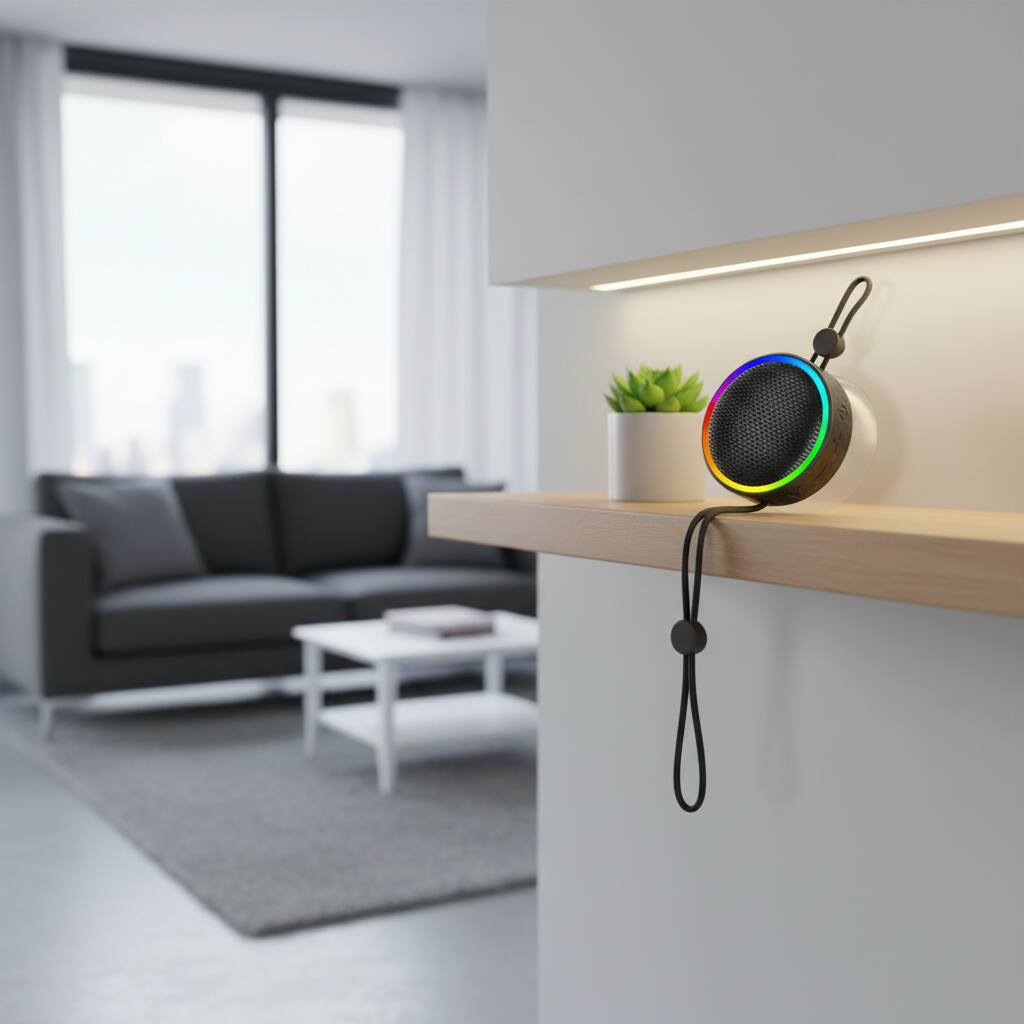 Alt View 1. Dazzed Corner - Bluetooth Shower Speaker, Portable Wireless with RGB Lights, TF Card Support - Black.