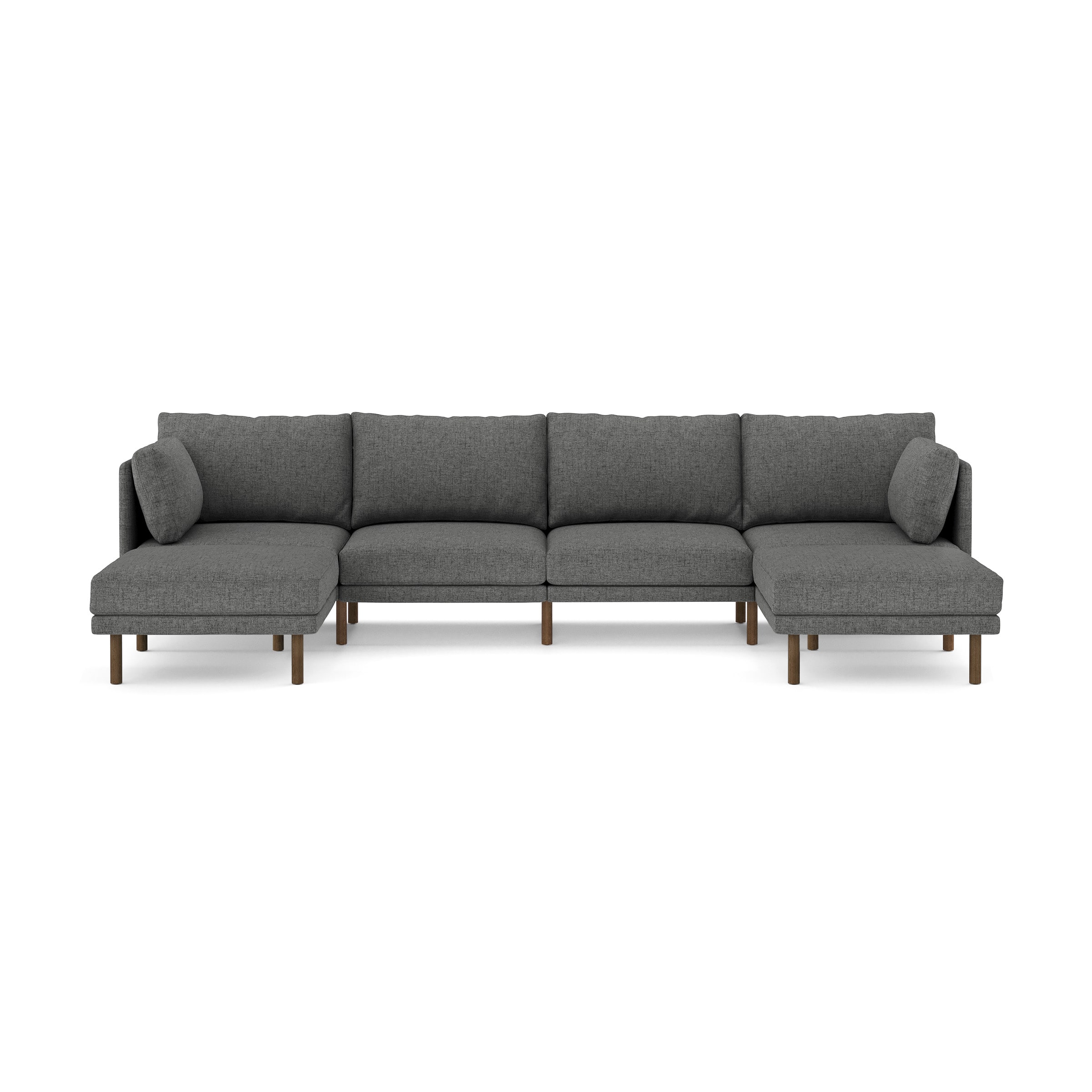 Burrow - Modern Field 4-Seat Sofa with Double Attachable Ottoman - Carbon - Front_Zoom