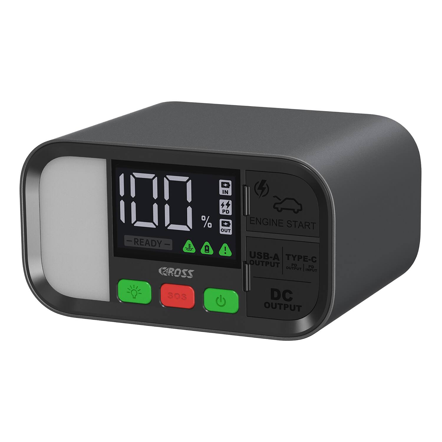 IN 100% OUT PD READY | D! CAROSS SOS ENGINE START USB-A TYPE-C OUTPUT PD OUTPUT DC OUTPUT