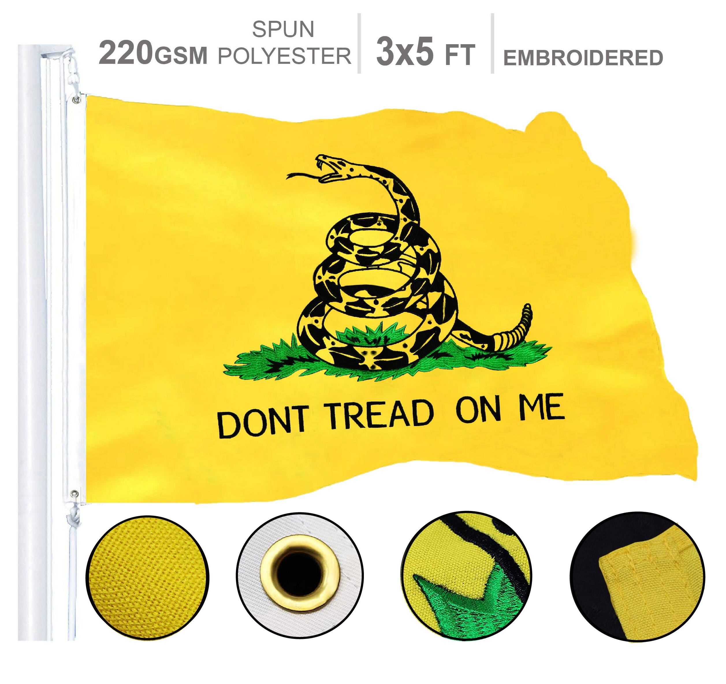 Photos - Other Decoration Full Tech G128 - Gadsden Don't Tread On Me Flag 220GSM Embroidered Spun Polyester 3 x 5 ft - Assorted Colors FG-3GD-4E4-1PK 