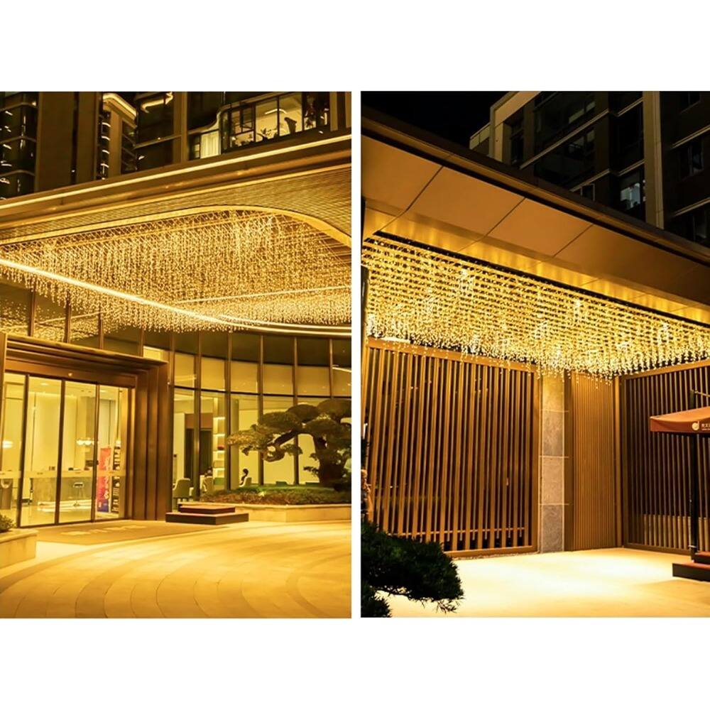 Back. MOSZAR LLC - Icicle String Lights – 16.4 ft, 216 LEDs, Warm White, Indoor/Outdoor (77 chars).