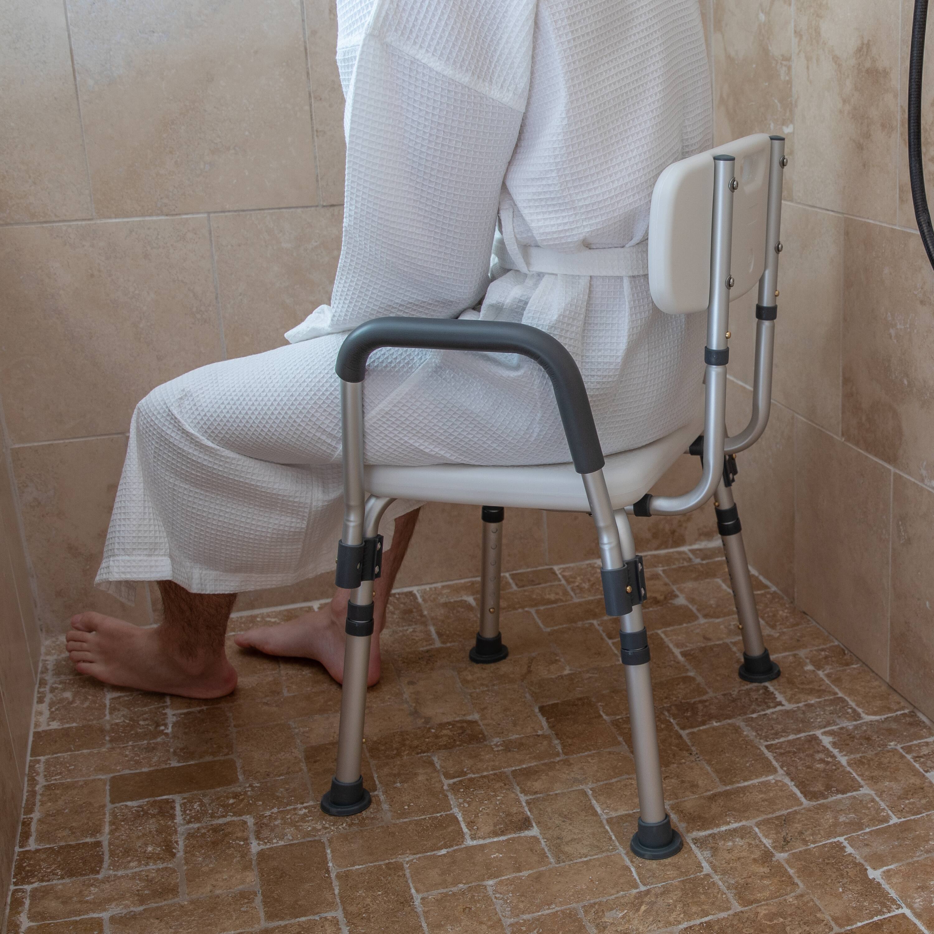 Alt View 3. Emma + Oliver - 300 Lb. Capacity Quick Release Back & Arm Shower Chair - Navy.