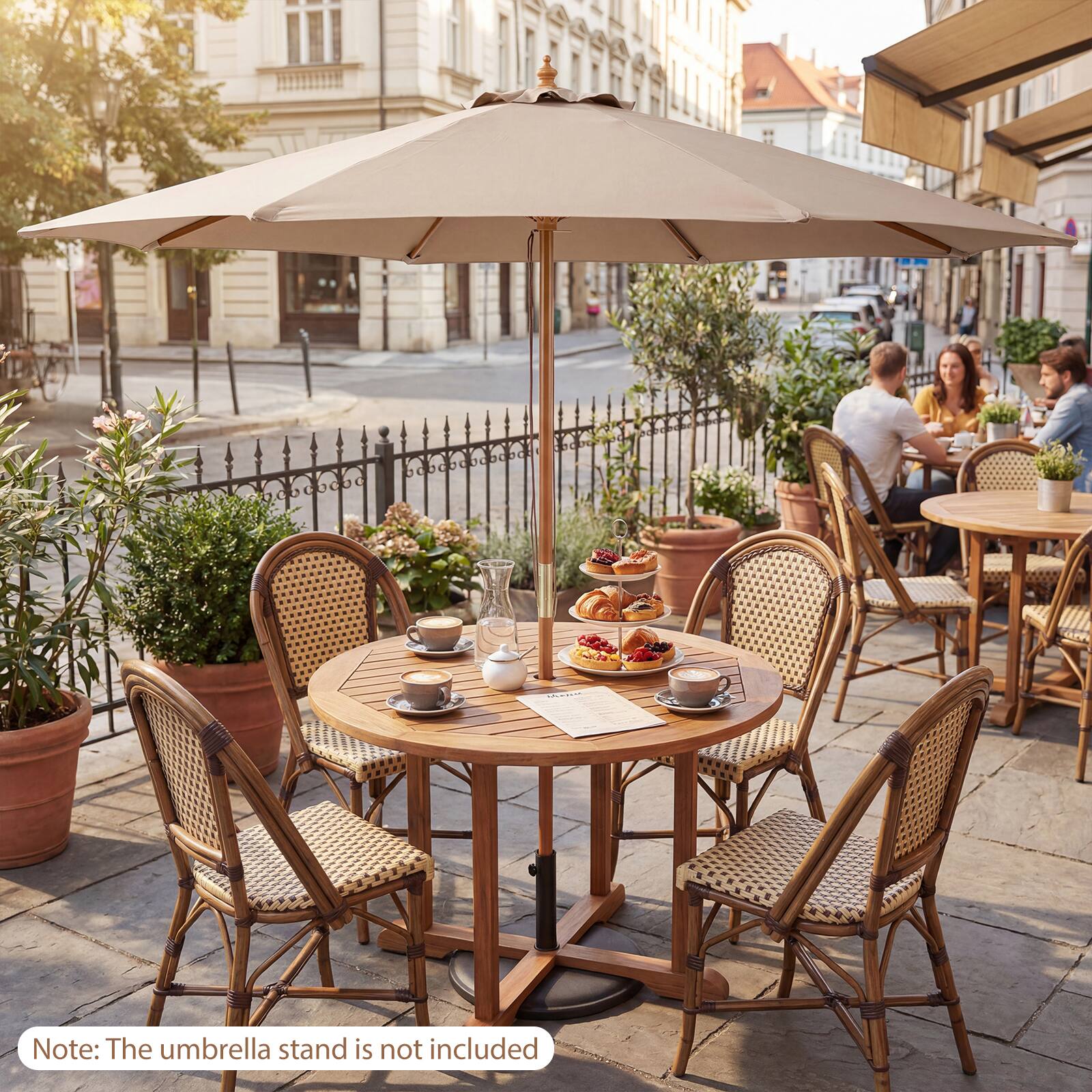 Note: The umbrella stand is not included