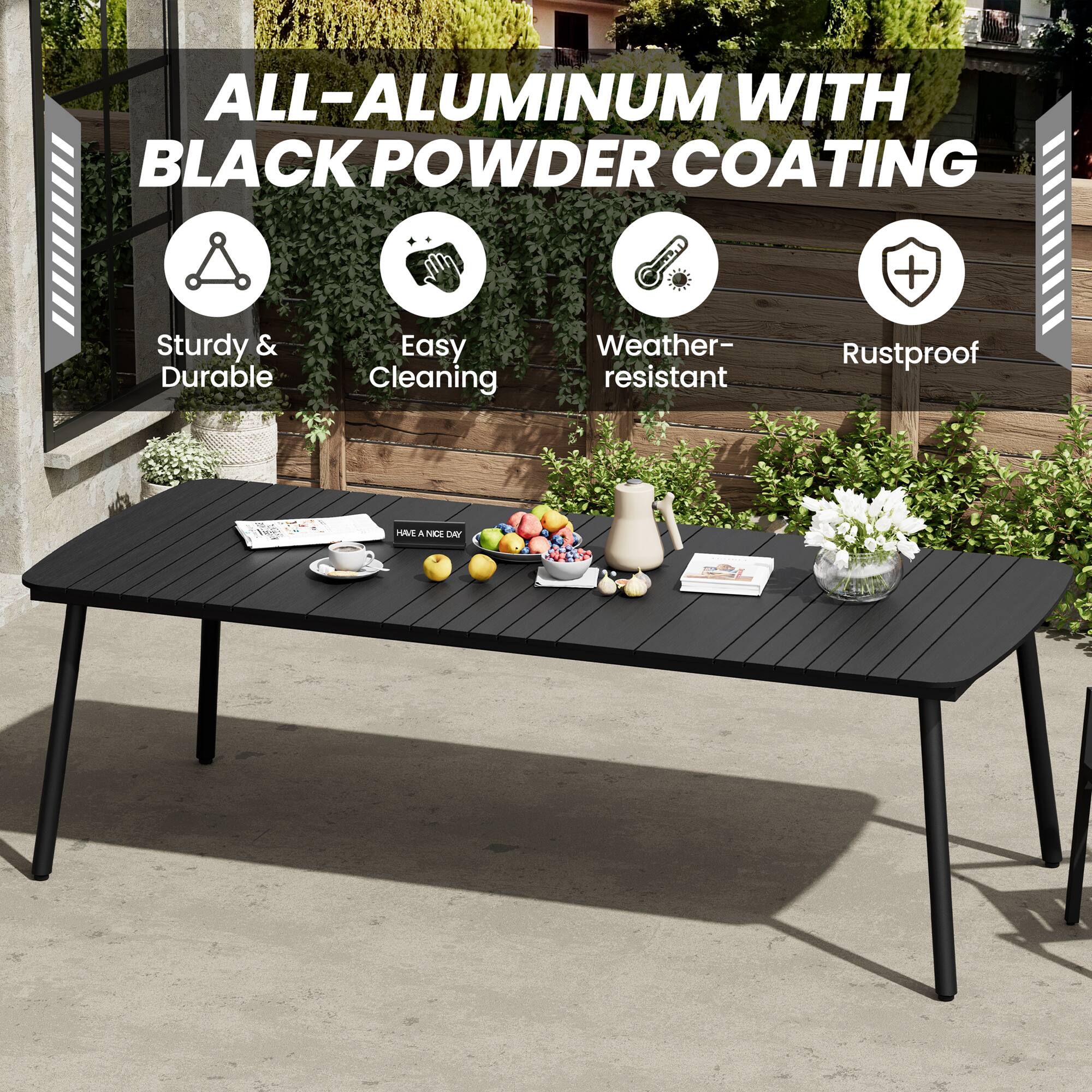 ALL-ALUMINUM WITH BLACK POWDER COATING

- Sturdy & Durable
- Easy Cleaning
- Weather-resistant
- Rustproof