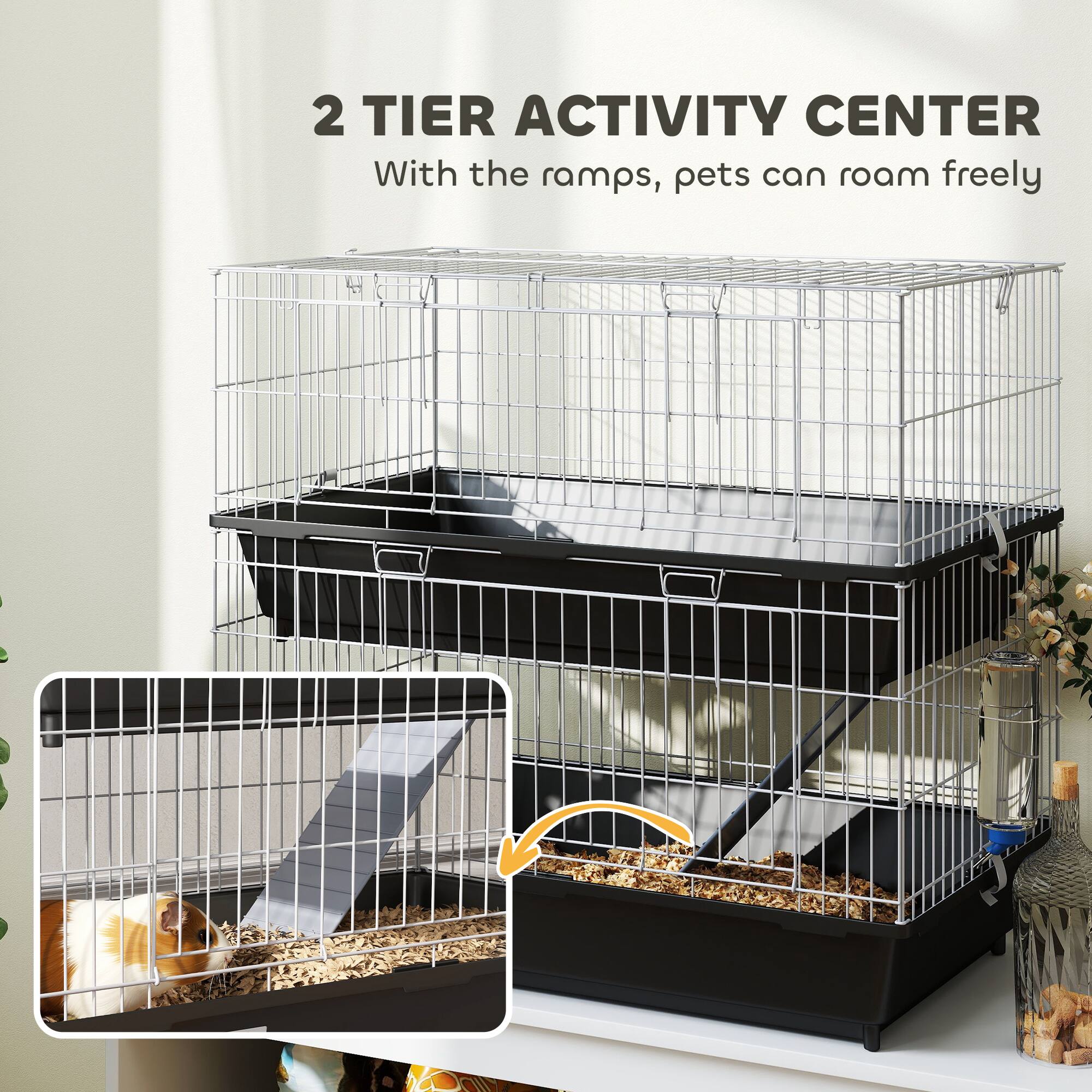 2 TIER ACTIVITY CENTER  
With the ramps, pets can roam freely