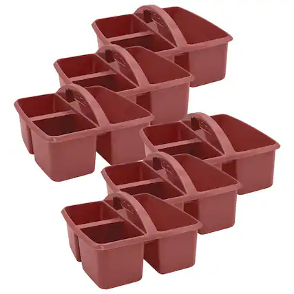 Front. Teacher Created Resources - Teacher Created Resources Plastic Storage Caddy, Deep Rose, Pack of 6.
