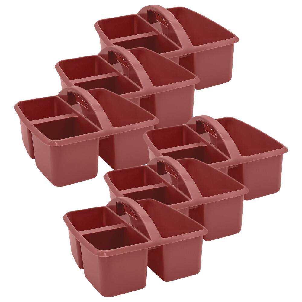 Front. Teacher Created Resources - Teacher Created Resources Plastic Storage Caddy, Deep Rose, Pack of 6.