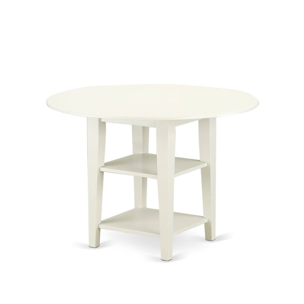 Back. East West Furniture - 3 Piece Dining Table Set - White.