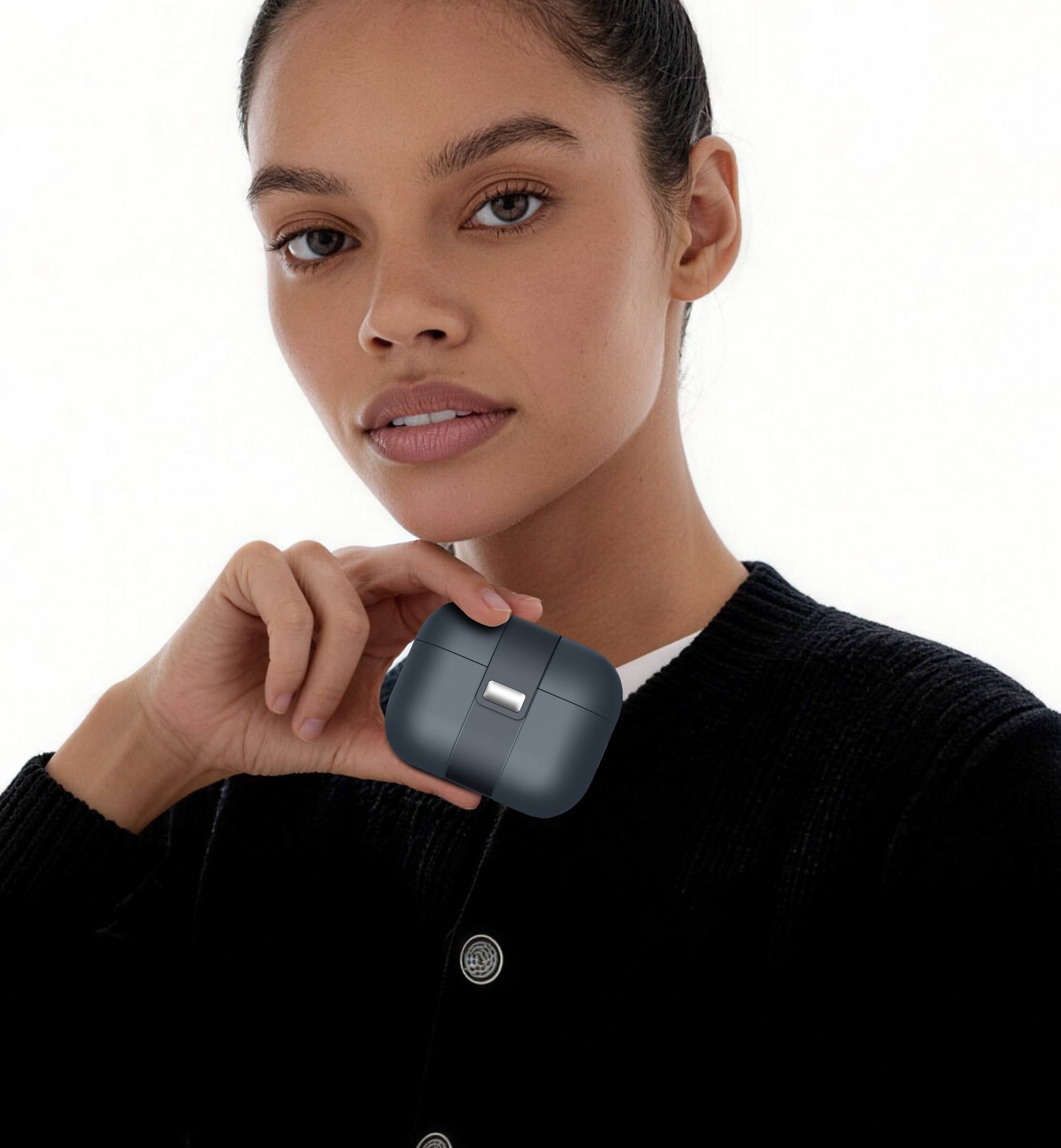 Alt View 6. SURITCH - Magnetic Lock Bumper Case for AirPods Pro 3, Handbag-Style Shockproof Cover Wireless Charging Compatible - Blue.