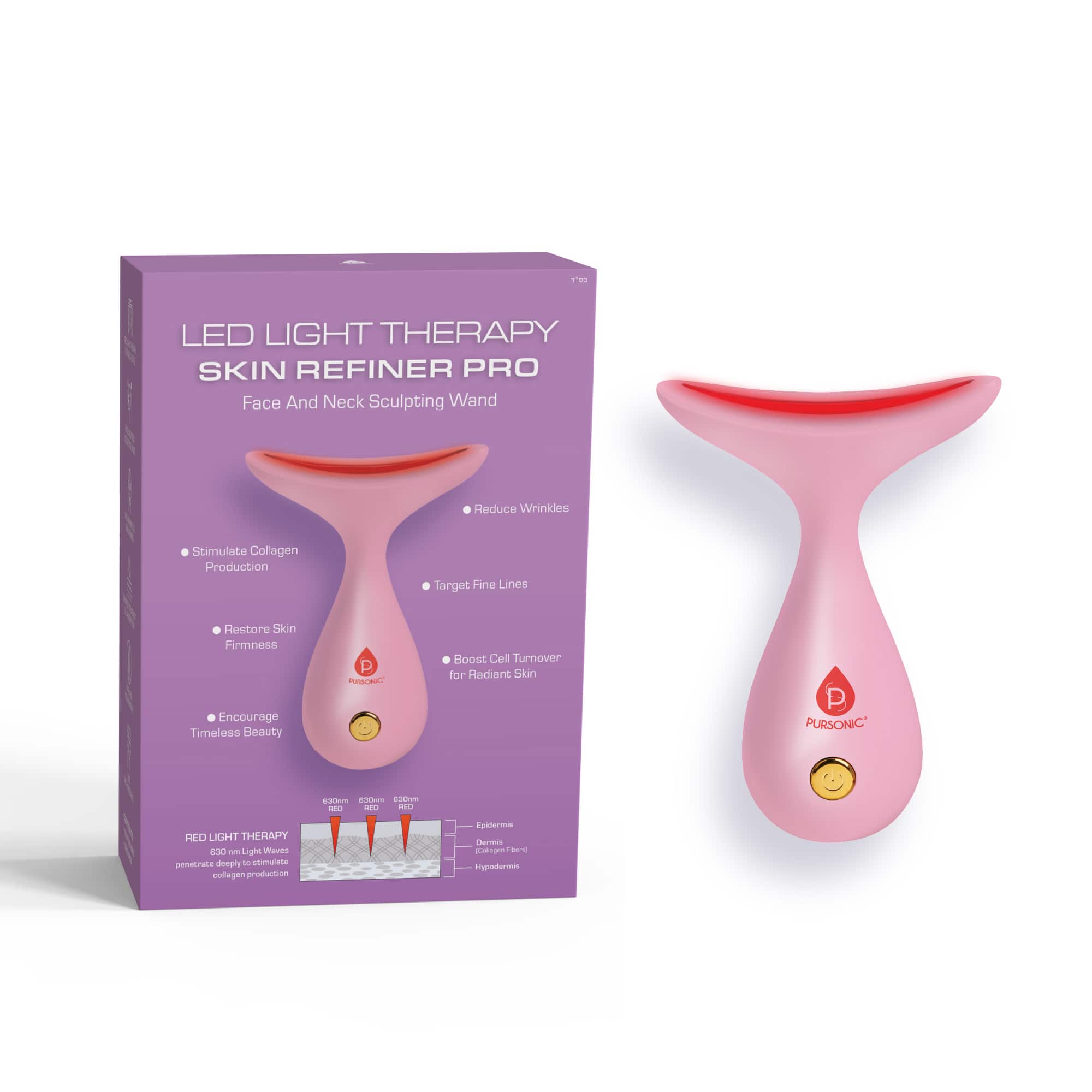 Pursonic LED Light Therapy Neck & Face Sculpting Wand LLT3PK