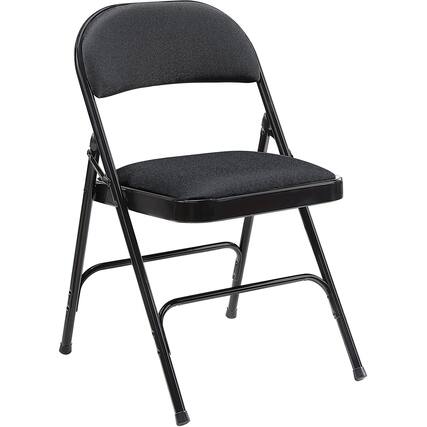 Front. Lorell - Lorell Padded Folding Chairs Black Seat Color Steel Material 4 / Carton - Black.