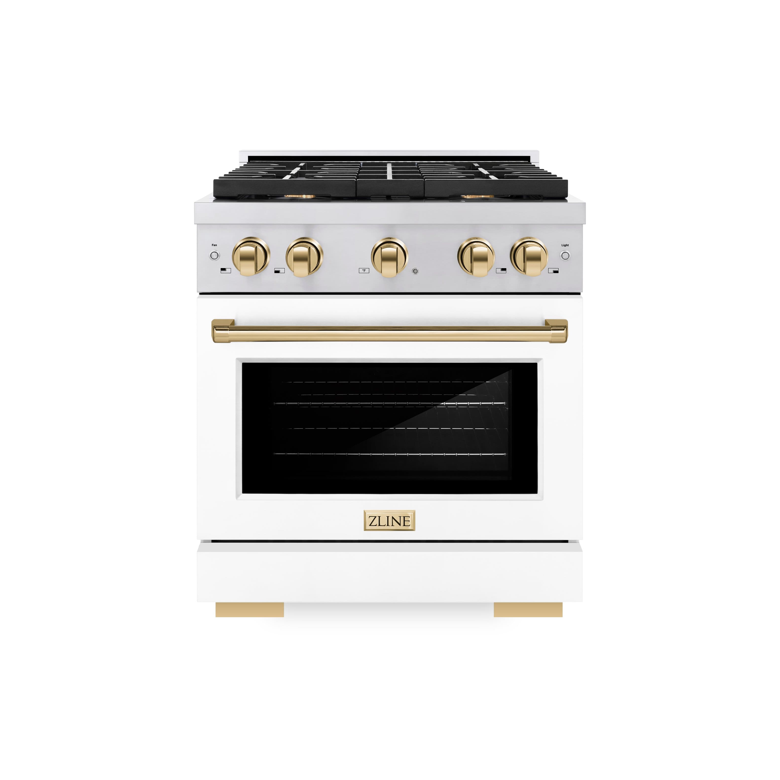 ZLINE - Autograph 30" Paramount Dual Fuel Range with Gold Accents (SDRZ-WM-30-G) - White - Front_Zoom