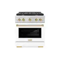 ZLINE - Autograph 30" Paramount Dual Fuel Range with Gold Accents (SDRZ-WM-30-G) - White - Front_Zoom