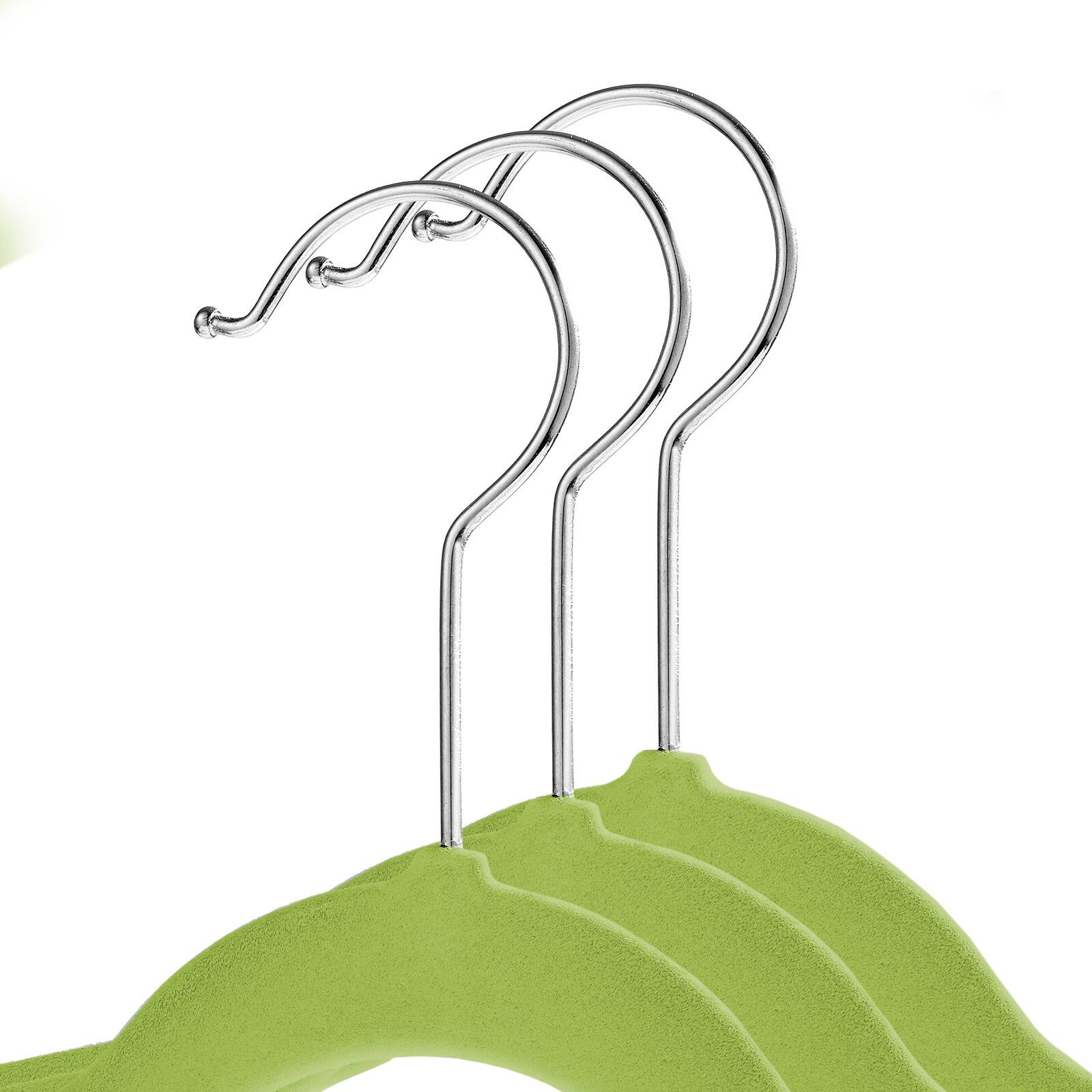Alt View 1. Casafield - 50 Velvet 14-in Kid's Hangers - Lime Green.