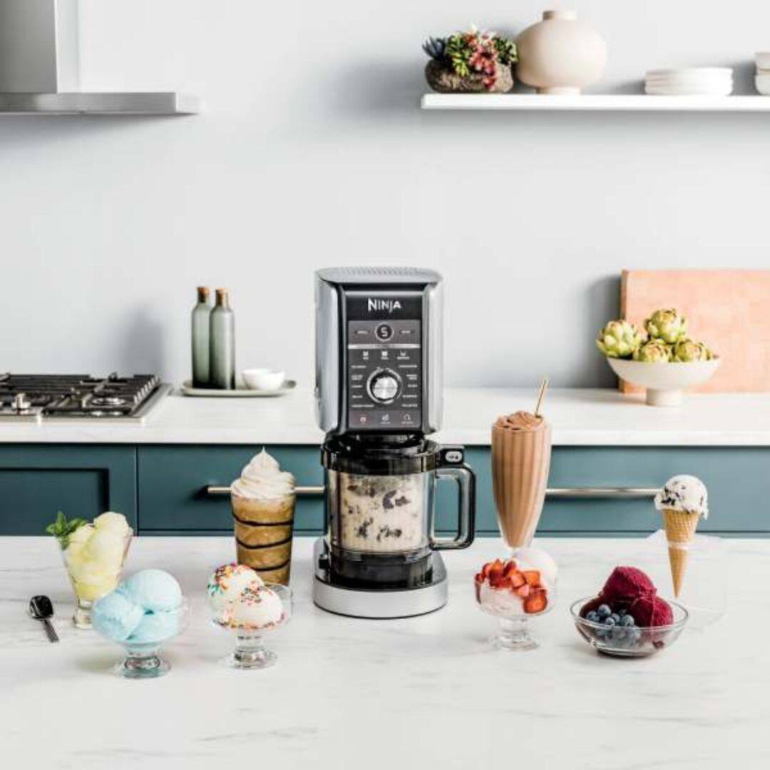 Left. Ninja - Ninja NC501 CREAMi Deluxe 11-In-1 BPA-Free Ice Cream and Frozen Treat Maker - Silver.