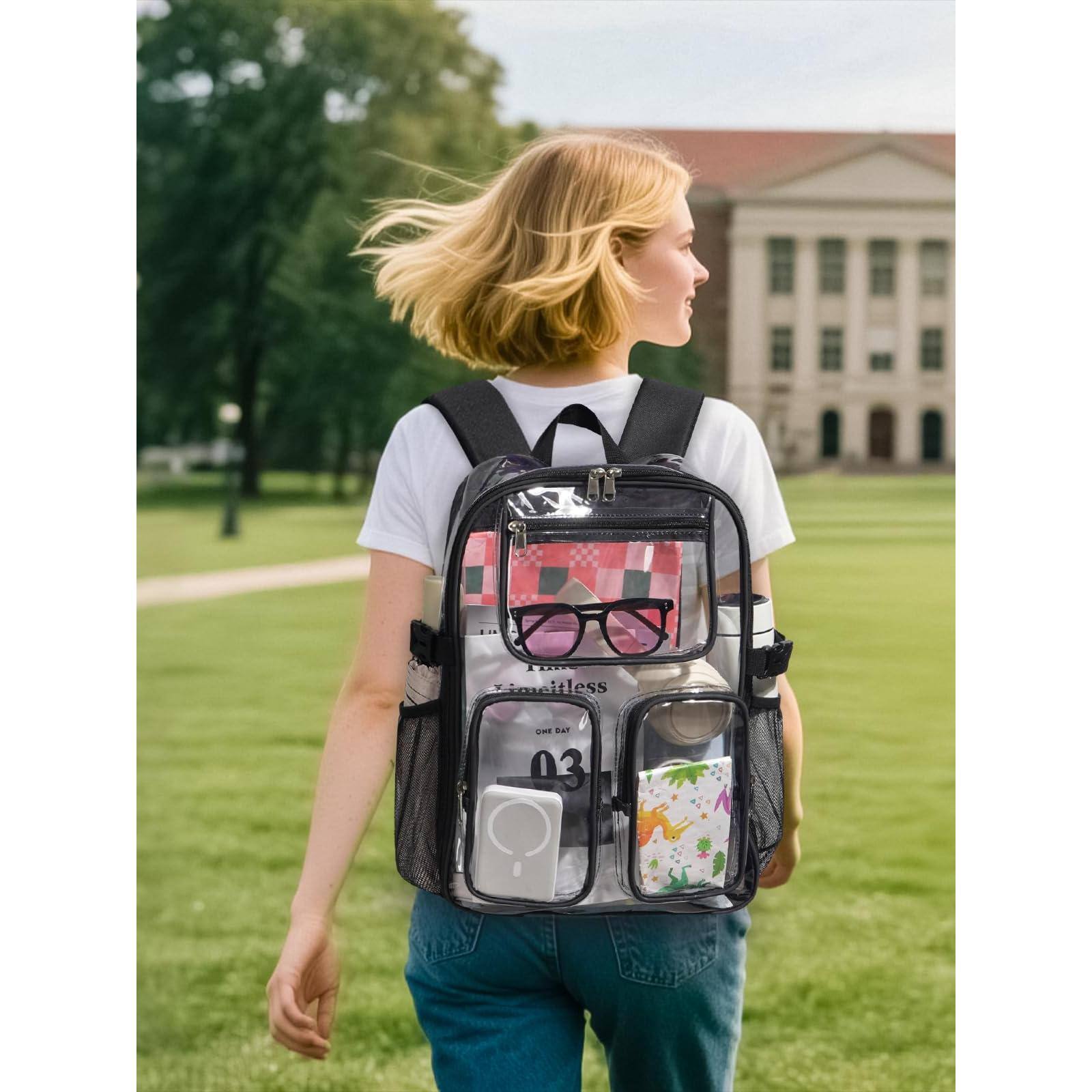 Stamp n Camp Heavy Duty Clear Backpack For Women Men Large Tpu Bookbag ...