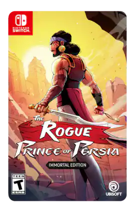 Sure, here is the corrected and grouped text from the image:
---
**Nintendo Switch**
**The Rogue Prince of Persia™ Immortal Edition**
**Teen**
**T**
**ESRB**
**Ubisoft**
--- - T (Teen 13+)