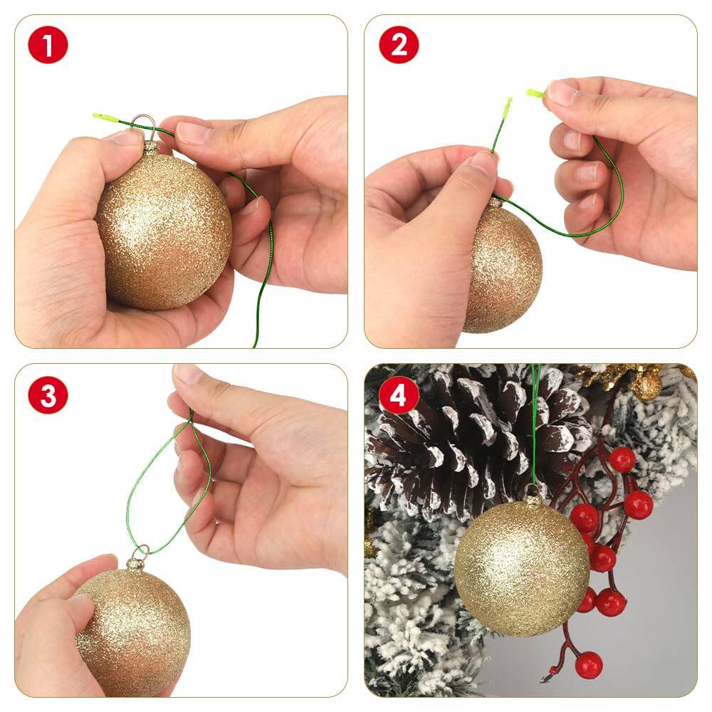 Alt View 4. Paradigms Interiors - Christmas Hooks For Ornaments 200 Ornament String Ribbon Hangers With Snap Hanging Ropes Cords Locking Xmas... - Red-200pcs.