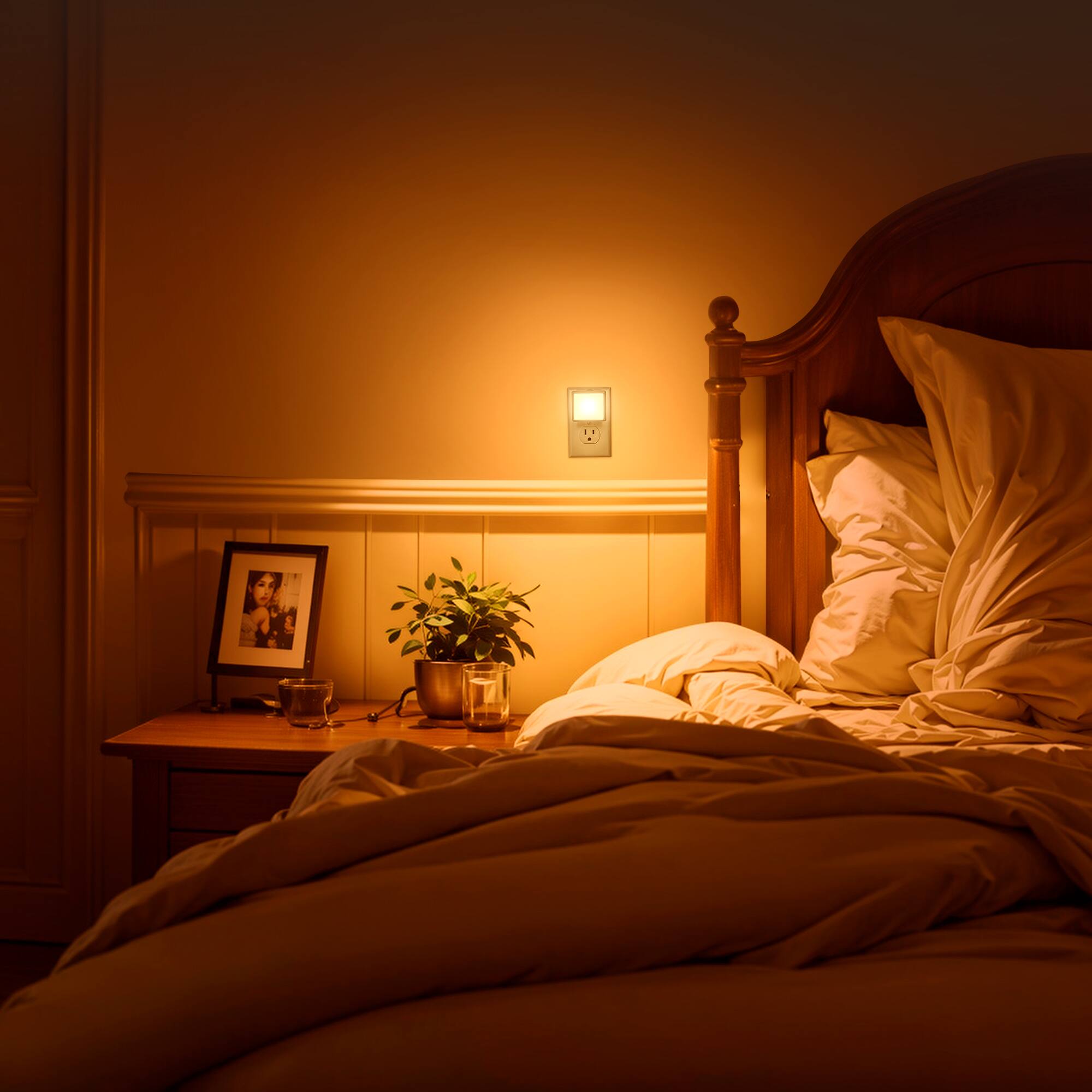 Alt View 3. Jandcase - JANDCASE 2-Pack 0.3W Plug-in Night Light, Amber Glow, Compact Square Design, Non-, Dusk-to-Dawn Auto Sensor - White.