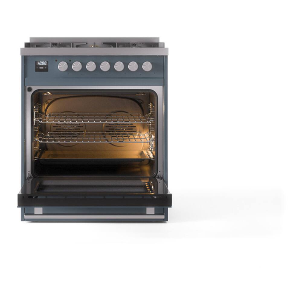 Alt View 1. ILVE - ILVE Professional Plus II 30 inch Dual Fuel Range with 5 Burners (Liquid Propane, Blue Grey) - Blue Grey.