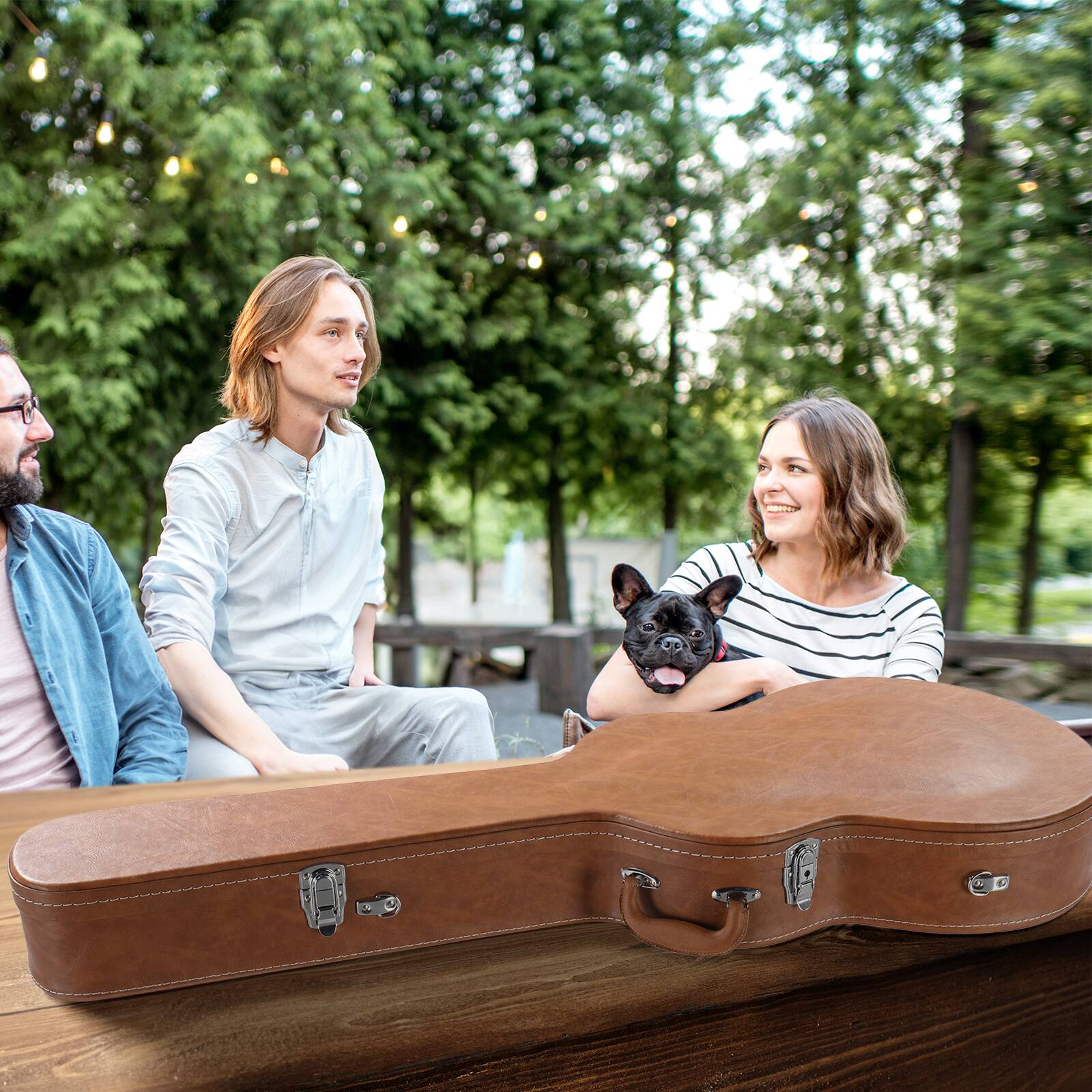 Left. Winado - Hard Case for 335 Style Semi-Hollow & Hollowbody Electric Guitar Brown.