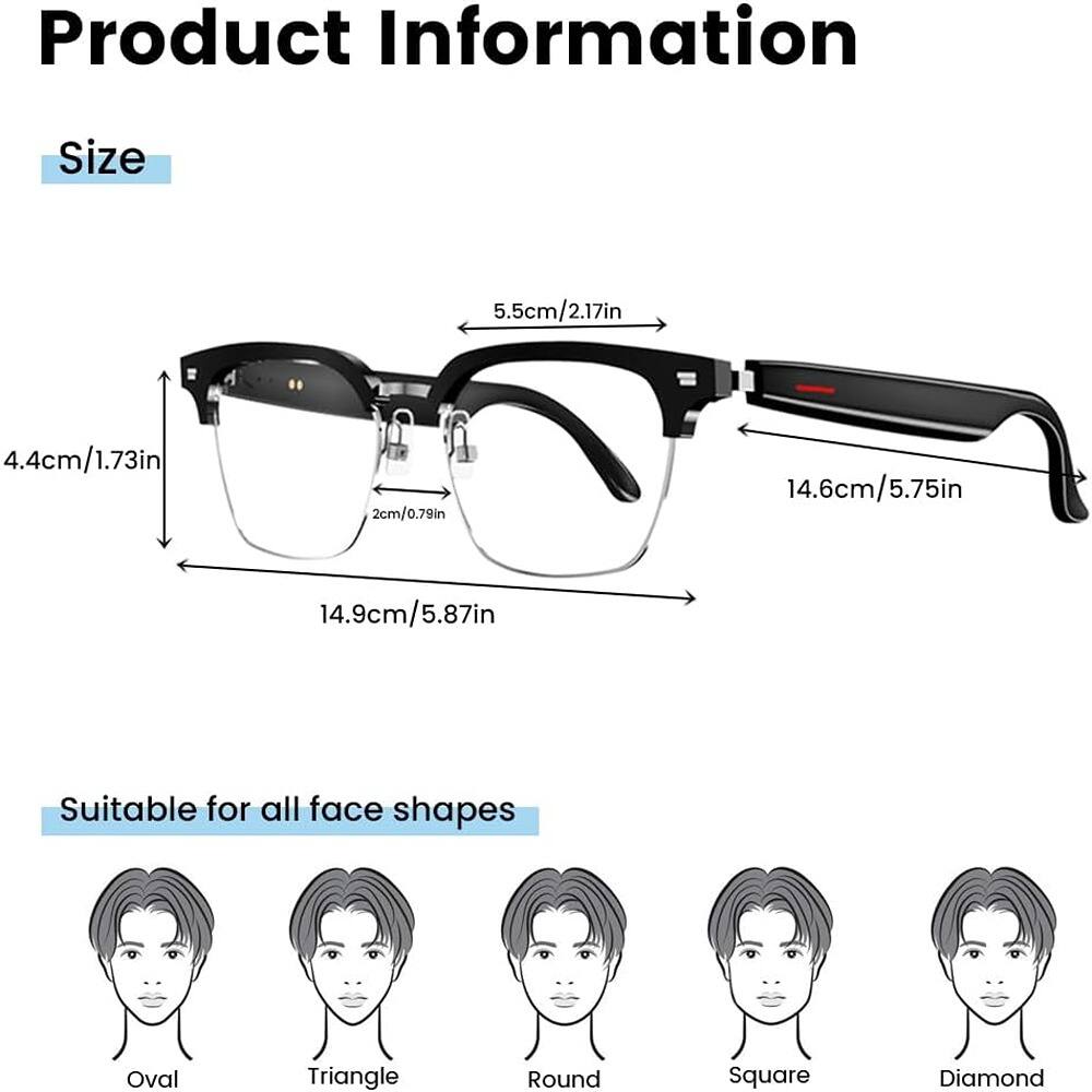 Product Information

Size  
5.5cm/2.17in  
4.4cm/1.73in  
2cm/0.79in  
14.6cm/5.75in  
14.9cm/5.87in  

Suitable for all face shapes  
Oval  
Triangle  
Round  
Square  
Diamond