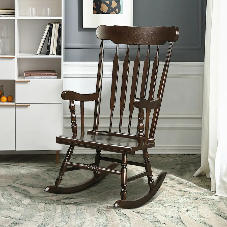 Single Rocking Chair Gymax Wooden Rocking Chair Single Rocker Indoor Garden Patio Yard ...