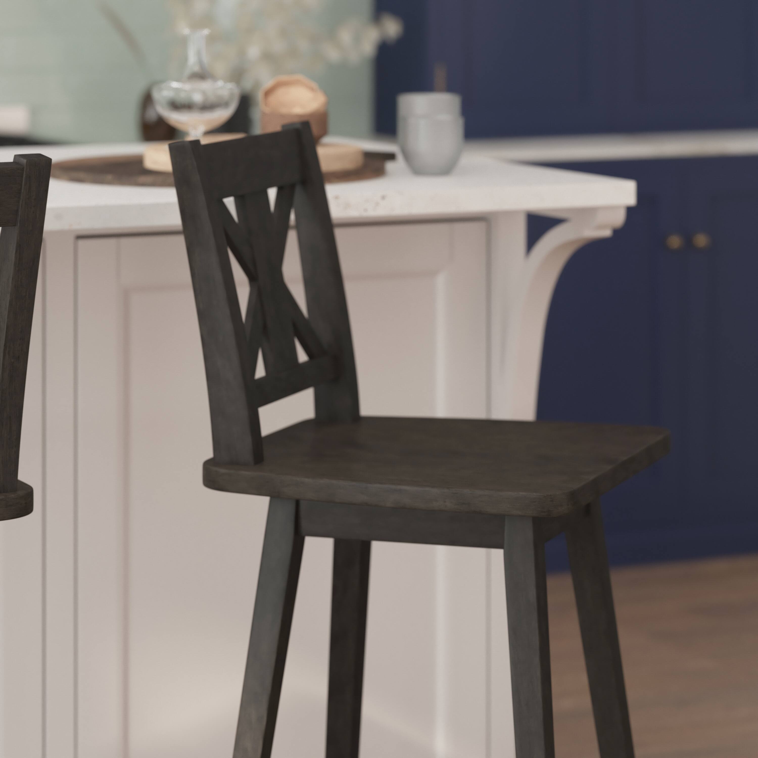 Alt View 4. Flash Furniture - Gwendolyn Commercial Grade Solid Wood Modern Farmhouse Swivel Bar Height Barstool in Gray Wash Walnut - Gray.