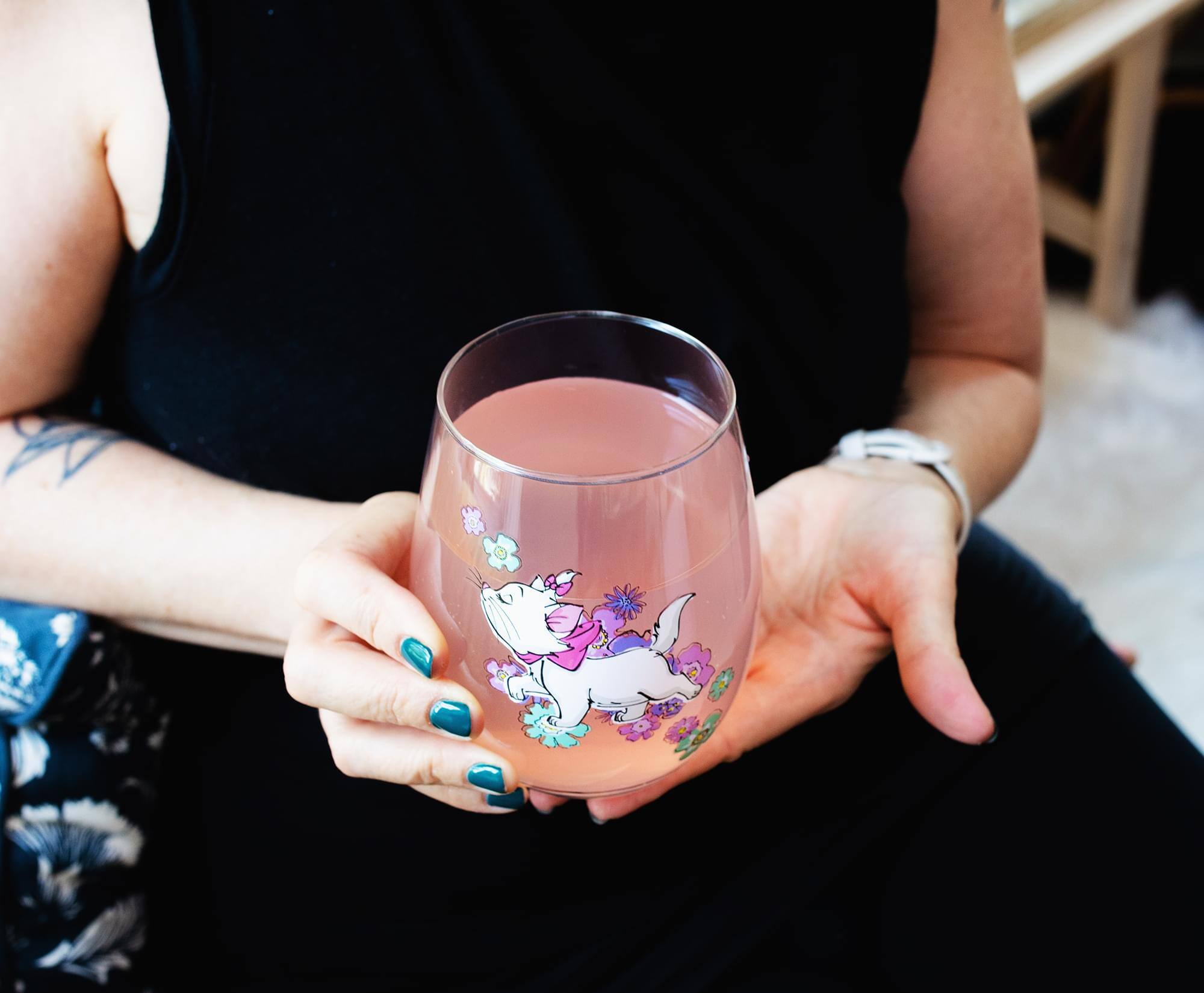 Alt View 5. Silver Buffalo - Disney The Aristocats Marie Walking Teardrop Stemless Wine Glass | Holds 20 Ounces - Blue.