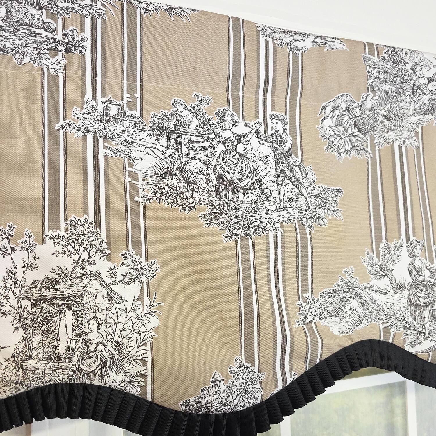 Alt View 2. RLF Home - RLF Home French Country Ruffled Provance Window Valance 100% Cotton Lined Rod Pocket 50" x 17" Beige - Beige.