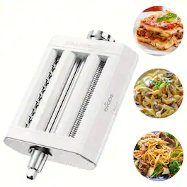 Gvode - 3-in-1 Pasta Attachment, Compatible with KitchenAid®, Roller & Cutters, Cleaning Brush - White