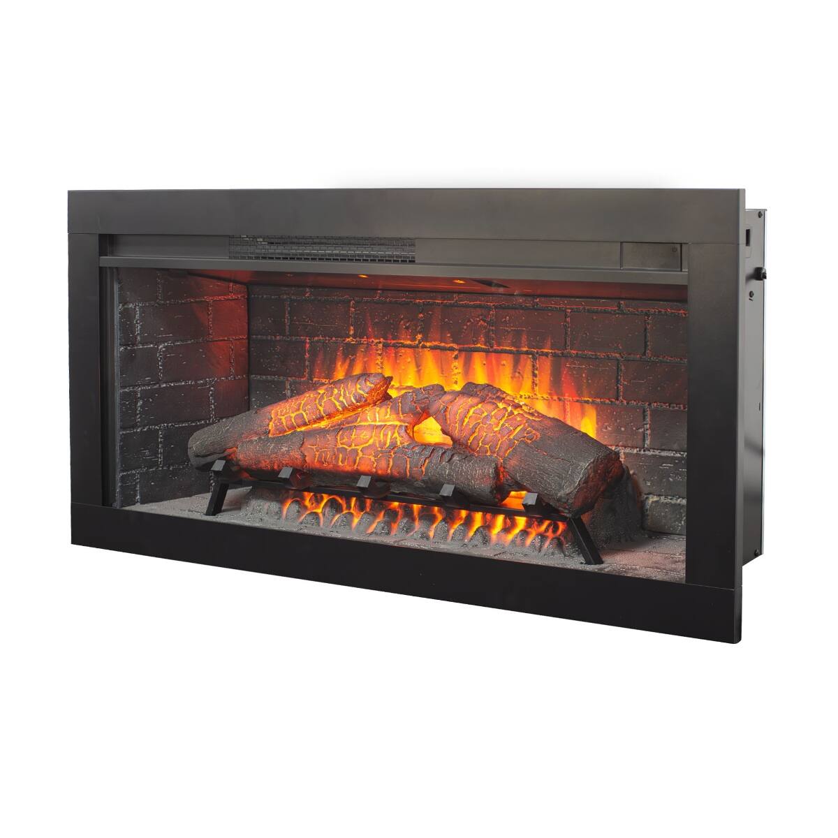 Front. Loheer - Loheer 36 inch infrared electric fireplace insert Antique Black - Antique Black.