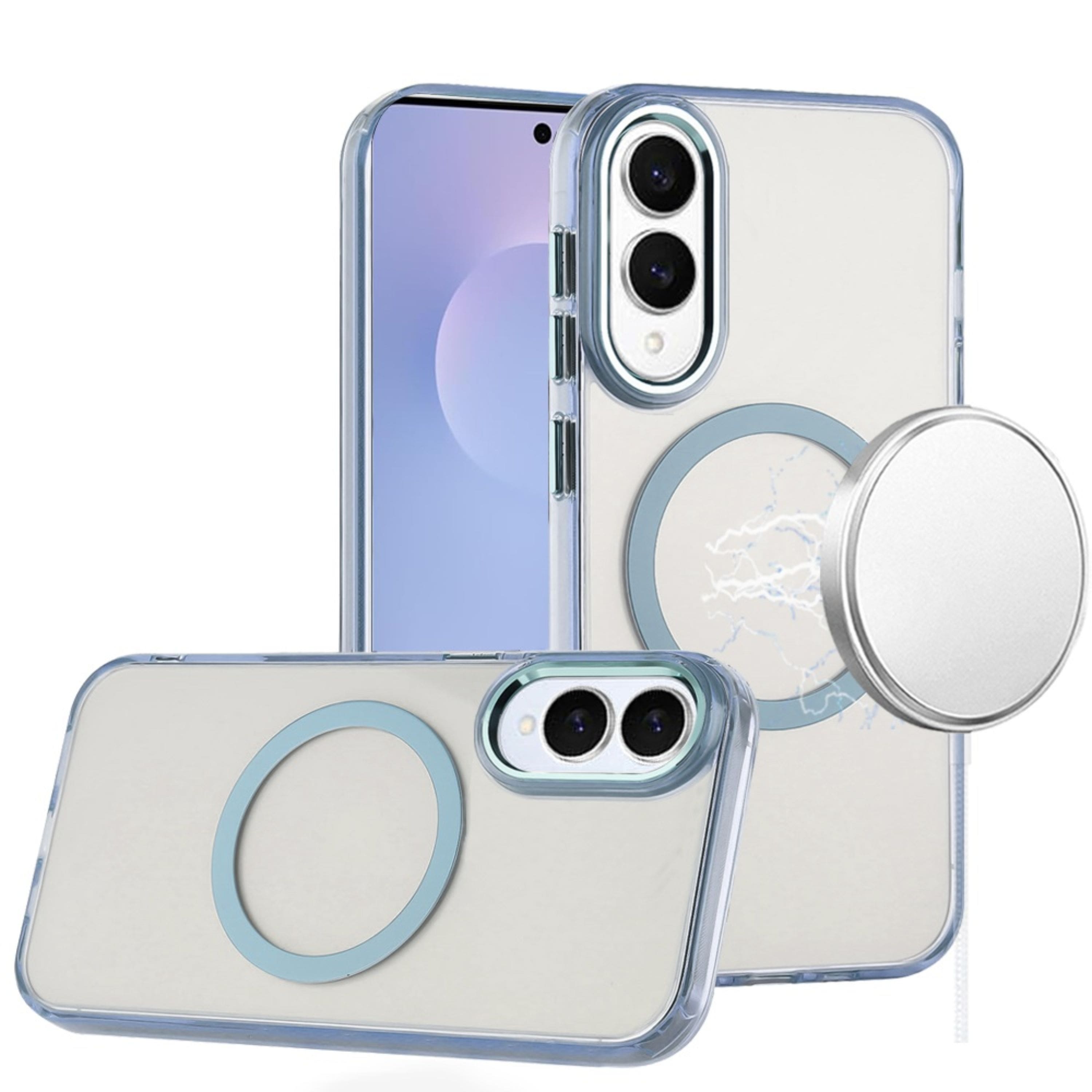 Kitcheniva - Case Trans-Clear Metal Buttons Phone Cover Plus Tempered Glass For Samsung S25 Edge Case - Light Blue price history on PriceWatchPro