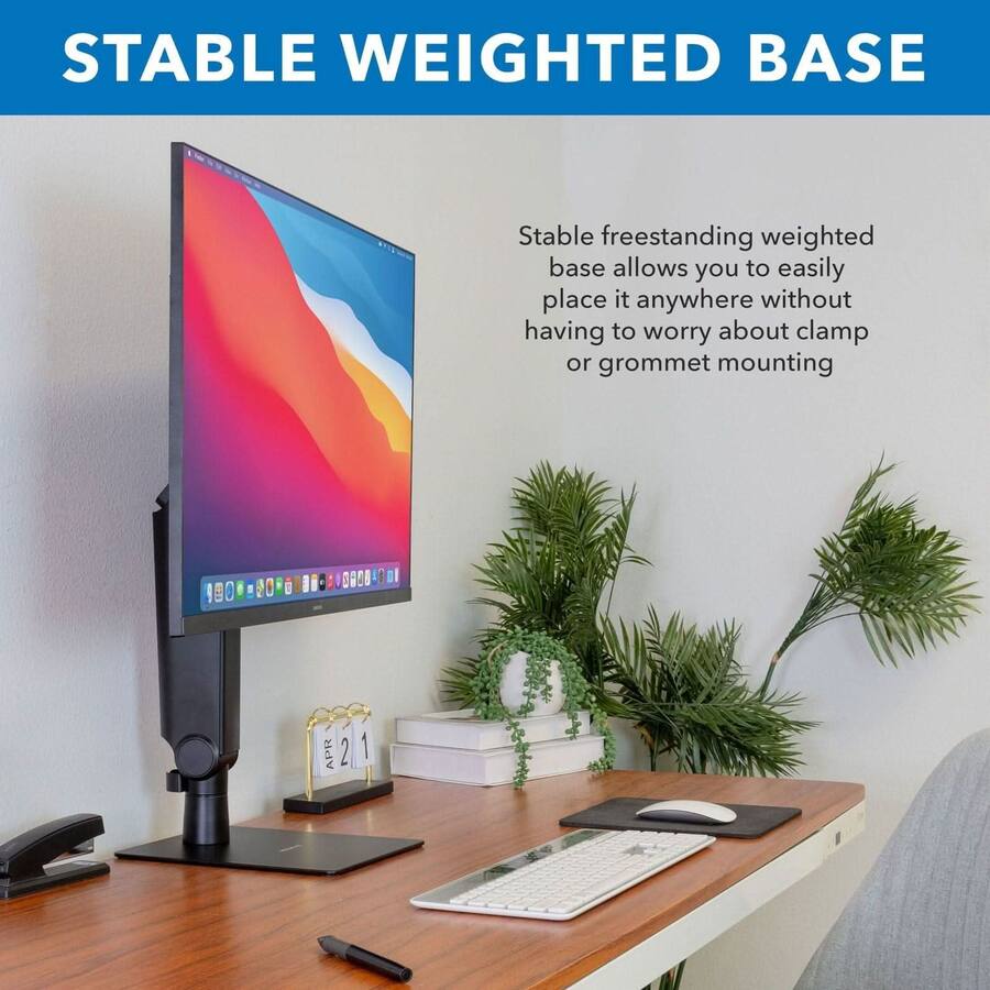 Computer Monitor Adjustable Base Mount It! Freestanding Height Adjustable Monitor Arm for 17″–32 ...
