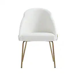 Manhattan Comfort - Gracie Modern Metal Vegan Leather Dining Chair - White and Gold