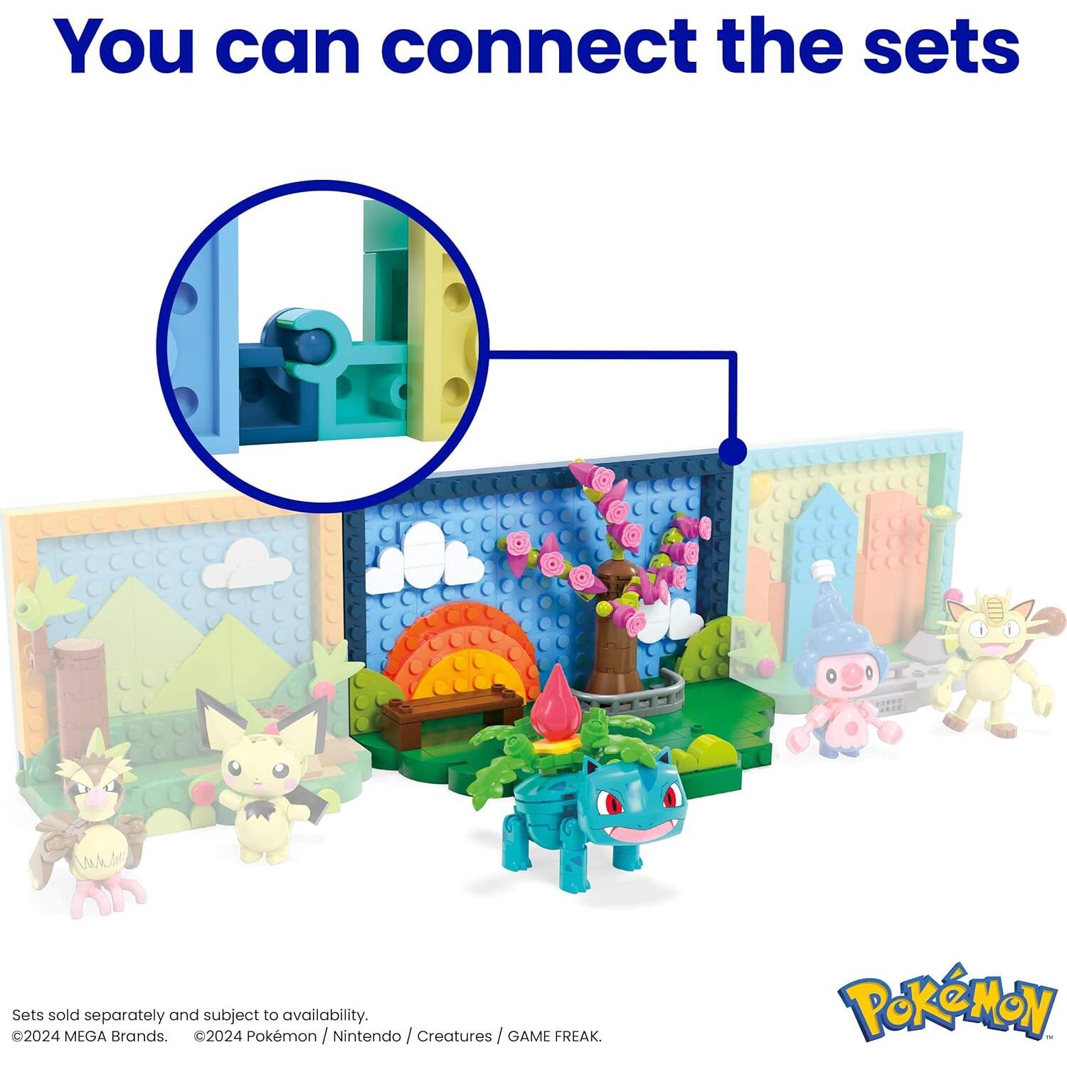 You can connect the sets.  
Sets sold separately and subject to availability.  
©2024 MEGA Brands.  
©2024 Pokémon / Nintendo / Creatures / GAME FREAK.