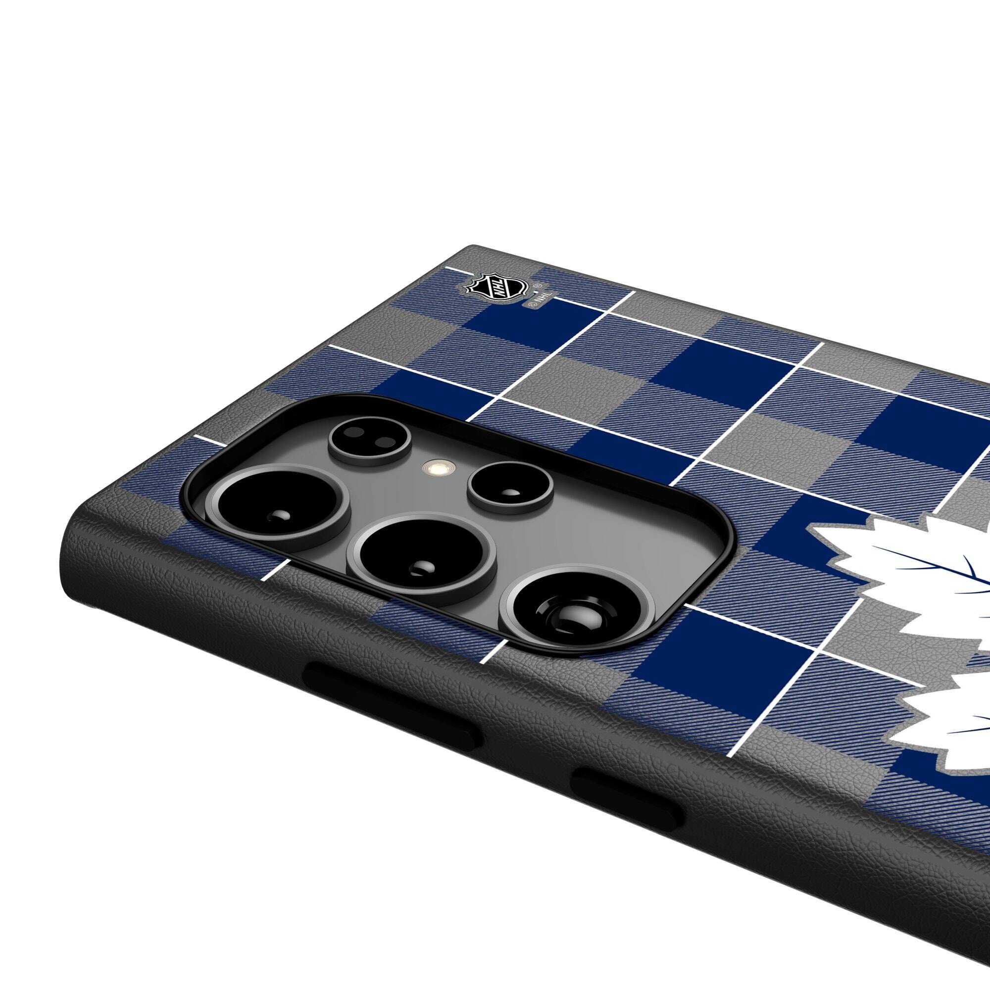 Alt View 3. Keyscaper - Toronto Maple Leafs Plaid Galaxy Magnetic Bump Case - S25 - Black.