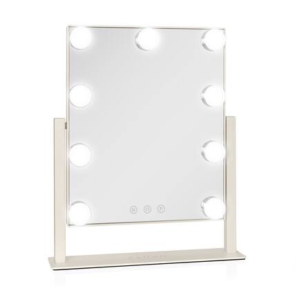 Front. Zadro - Zadro Hollywood Makeup Mirror - 12" x 14" - 9 LED Light Bulbs with Dimmable Brightness - Neutral.