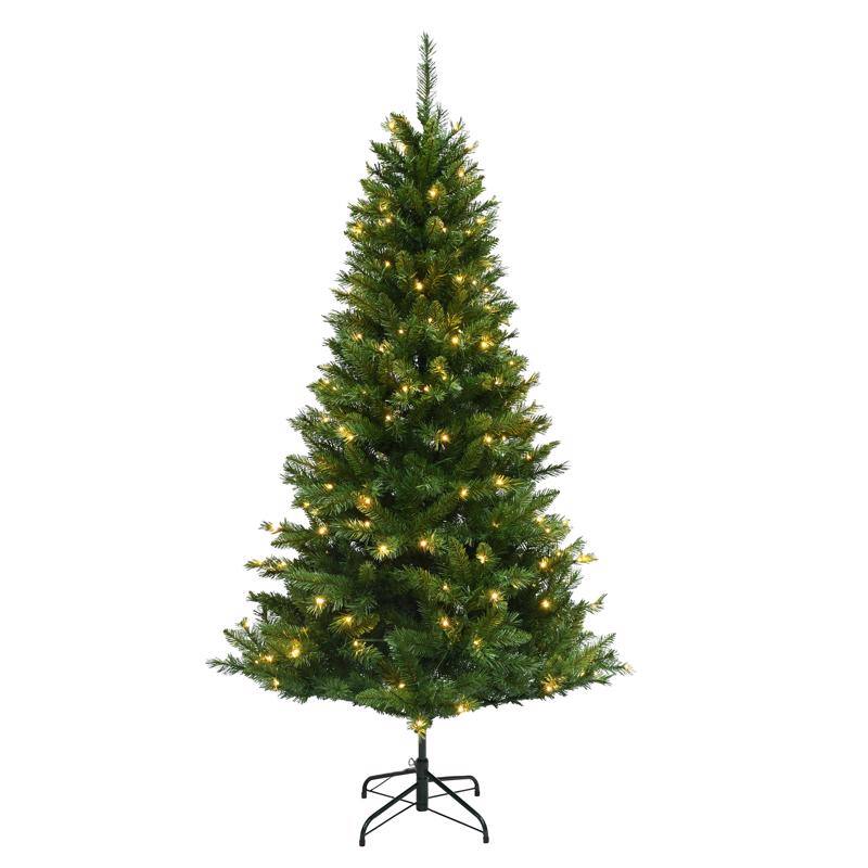 Angle. Celebrations - Celebrations 6-1/2 ft. Full LED 200 ct Mixed Pine Color Changing Christmas Tree - Green.