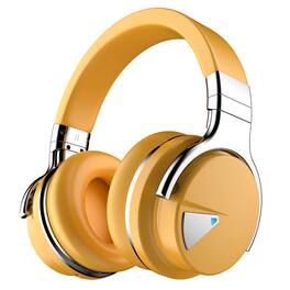 PRIMEPLUS - E7 Active Noise Cancelling Headphones, Wireless Bluetooth Headphone with Microphone, 30 Hours Playtime for Travel/Work - Yellow